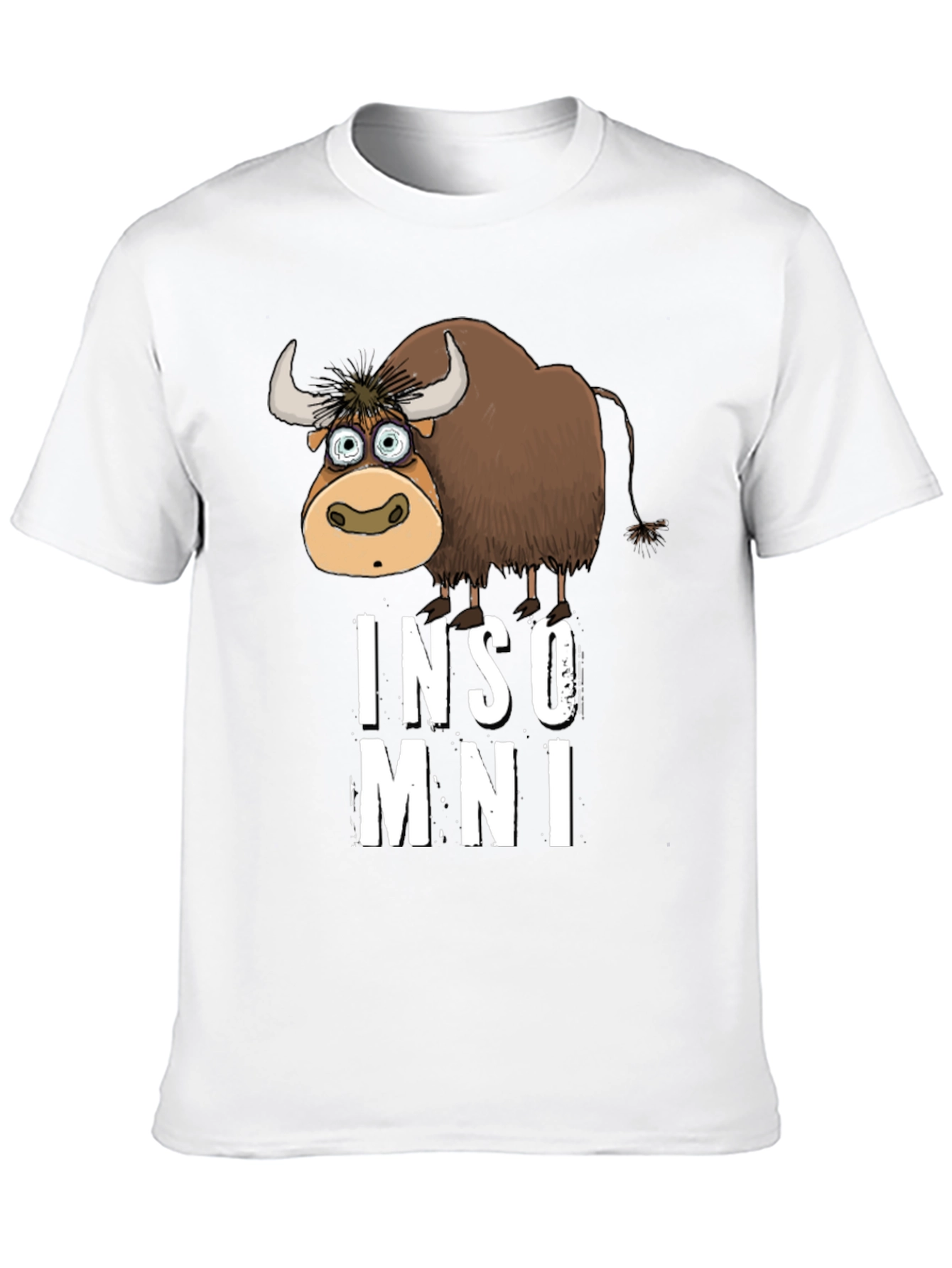 Black Funny Insomniac Yak Black T-Shirt view 10