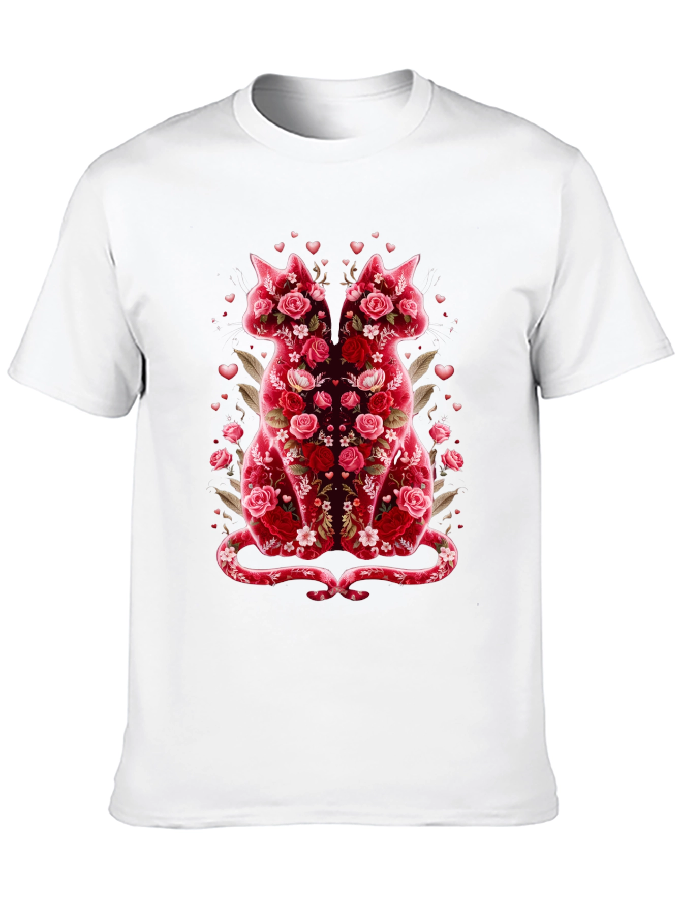 Black Floral Cat Lover T-Shirt - Valentine's Day Edition view 10