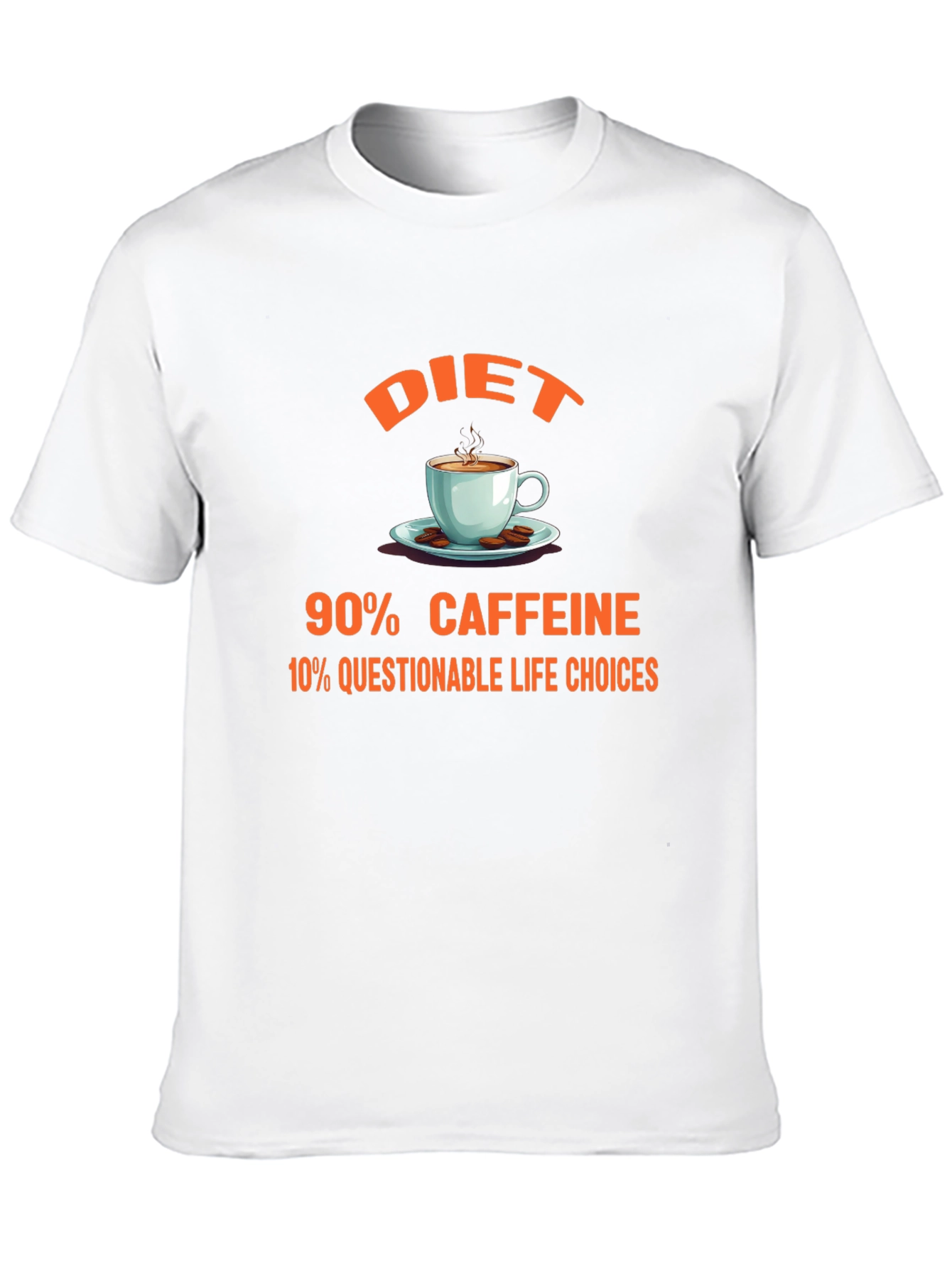 Black Diet 90% Caffeine Graphic Tee - Novelty Coffee Lover Shirt view 10