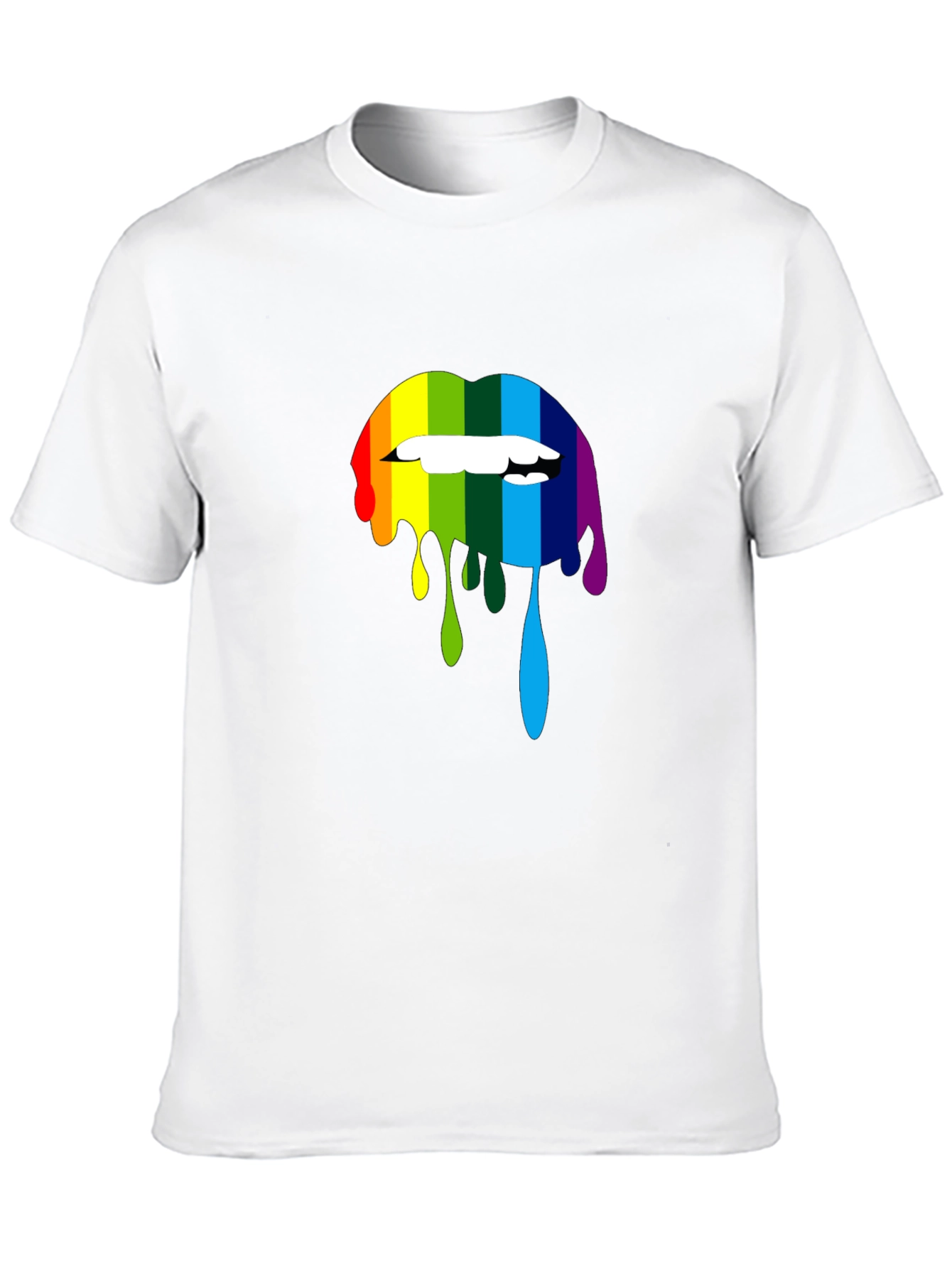Black Rainbow Lips Graphic Print Black T-Shirt view 10