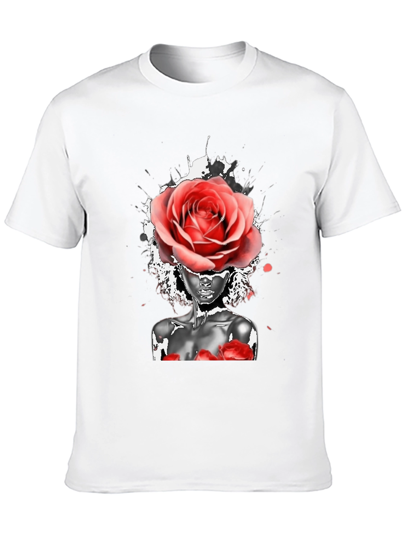 Black Rose Head Woman Graphic Black T-Shirt view 10