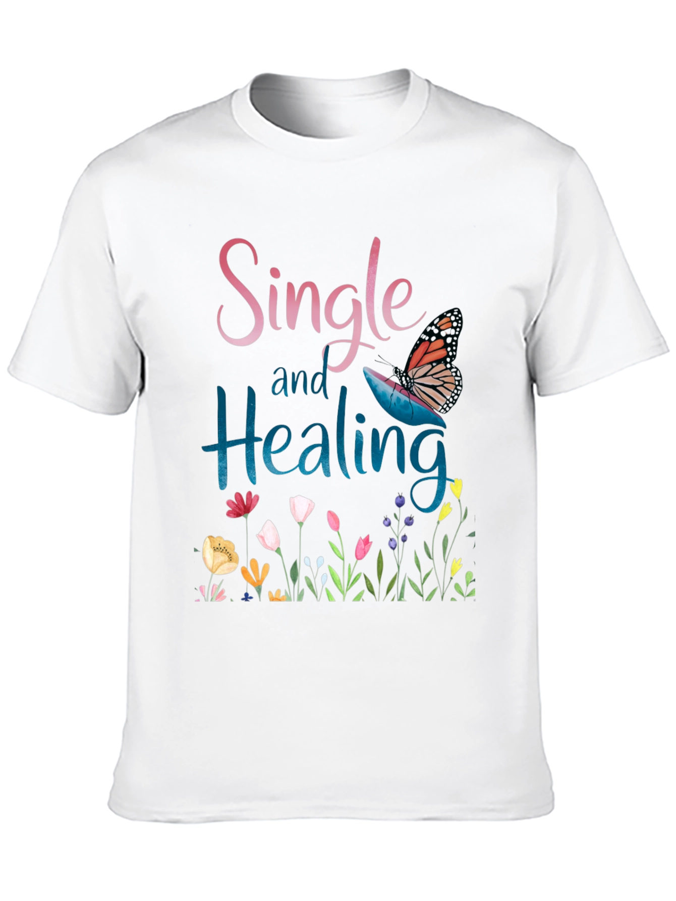 Black Single and Healing Graphic T-Shirt view 10
