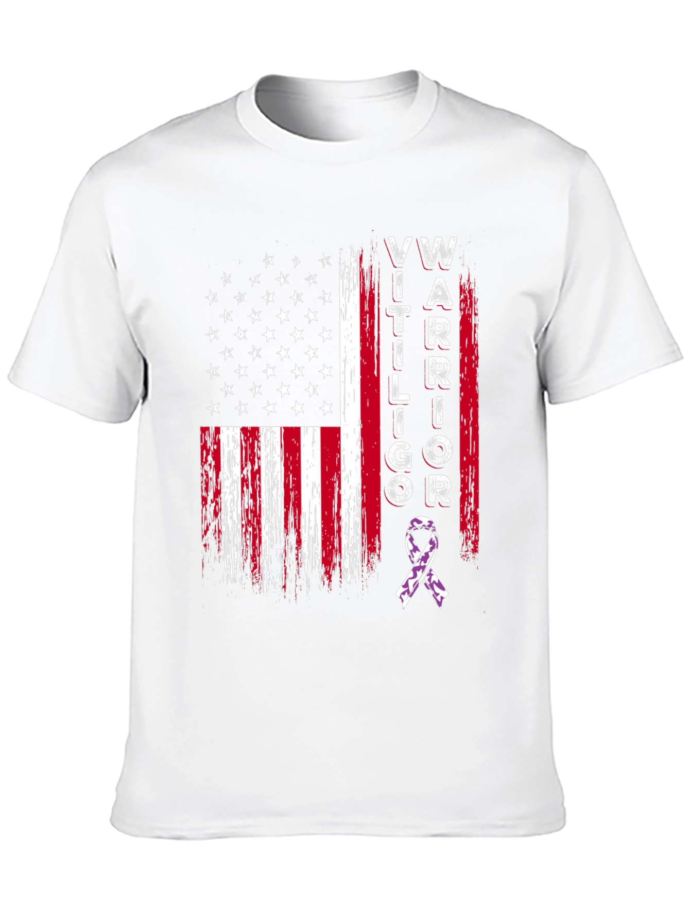 Black Vitiligo Warrior American Flag Graphic T-Shirt view 10