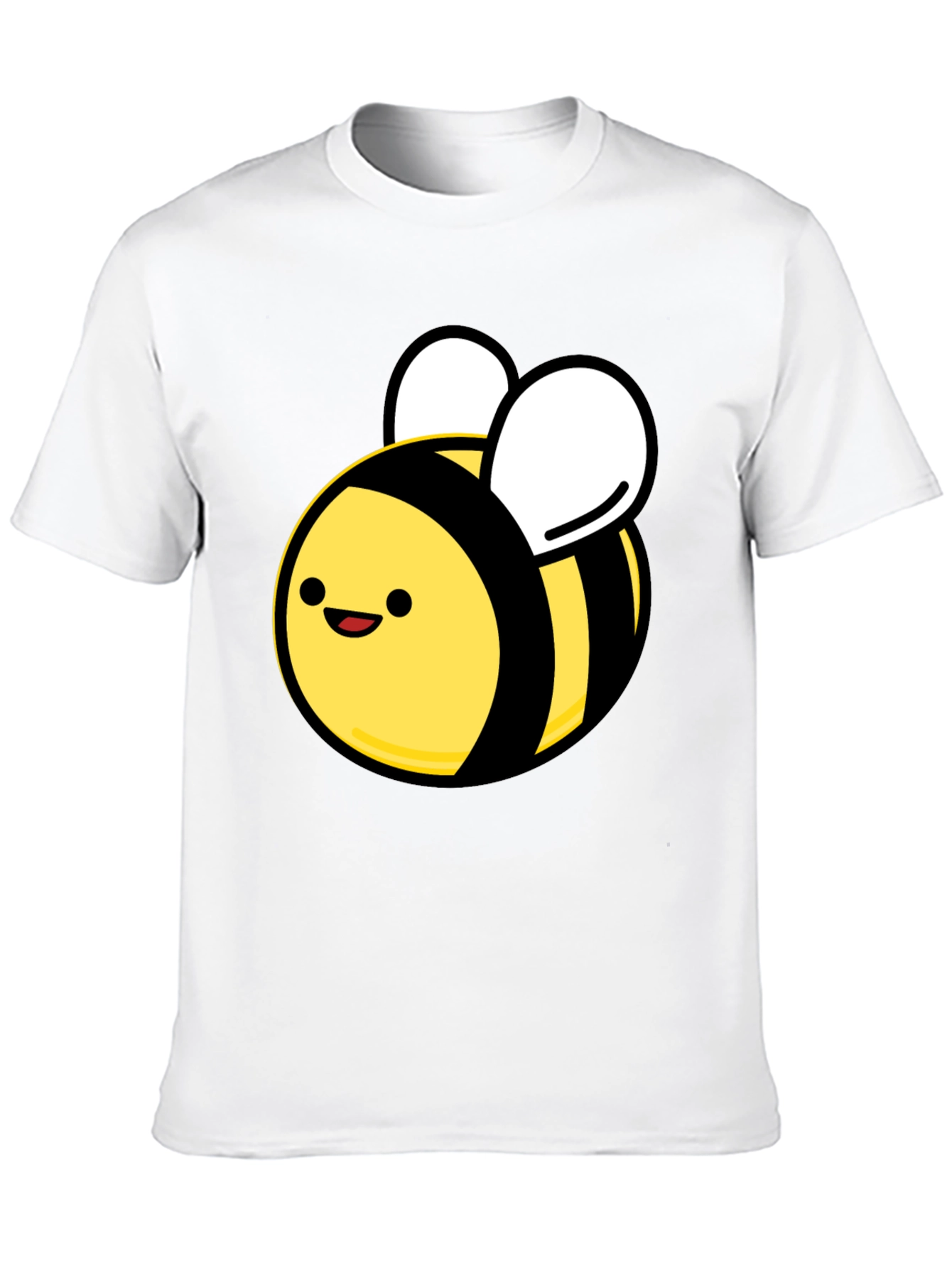 Black Cute Cartoon Bee Black T-Shirt - Unisex Crew Neck view 10
