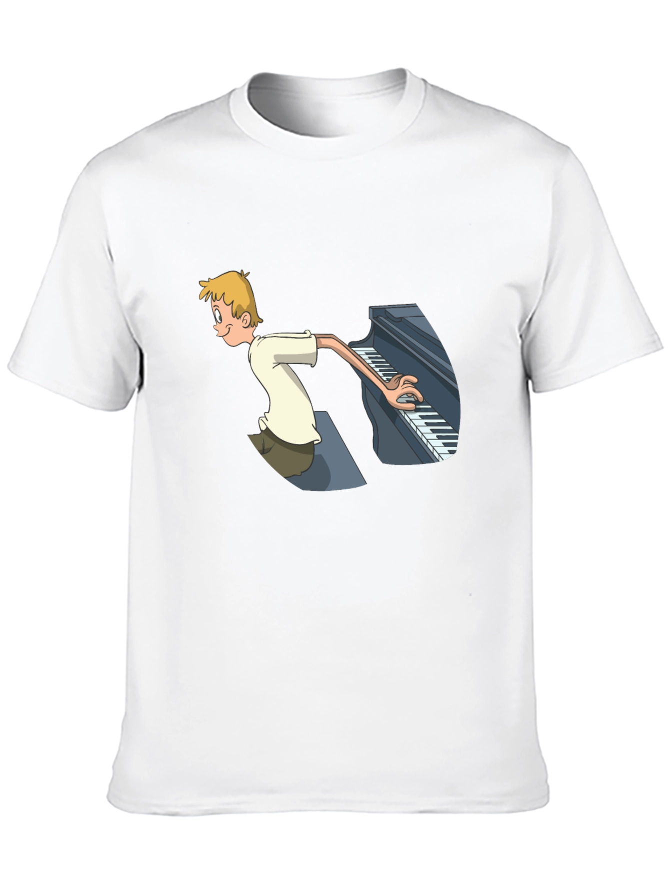 Black Piano Player Cartoon Graphic T-Shirt - Unique Design view 10