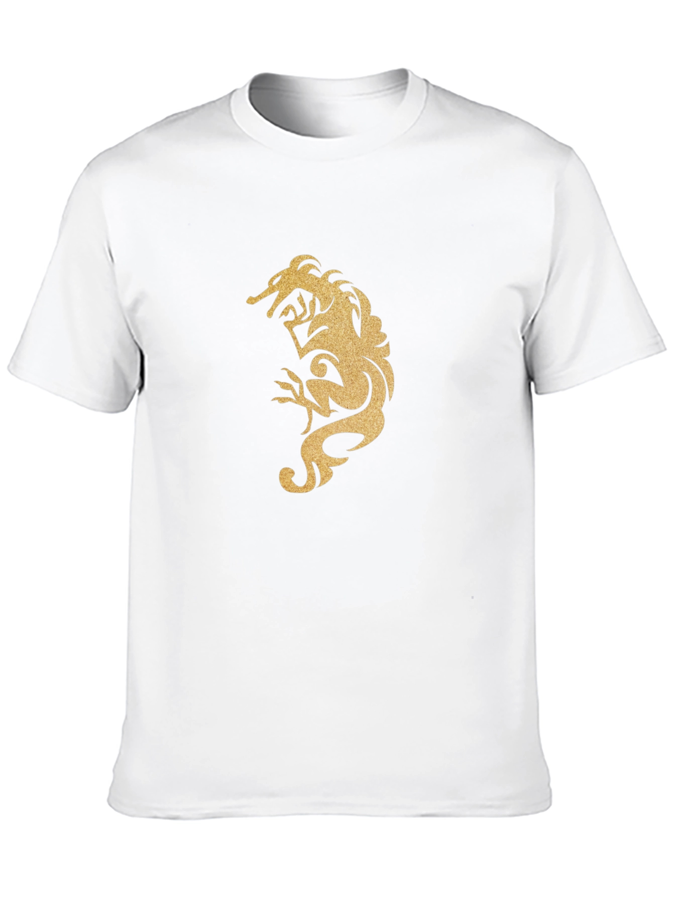 Black Men's Black T-Shirt with Gold Dragon Design view 10