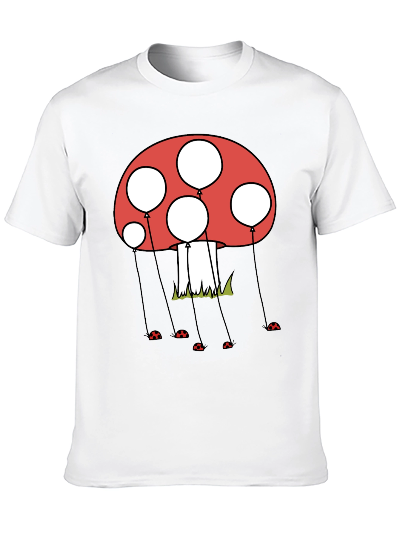 Black Mushroom Balloon Graphic Tee - Black Cotton Blend view 10