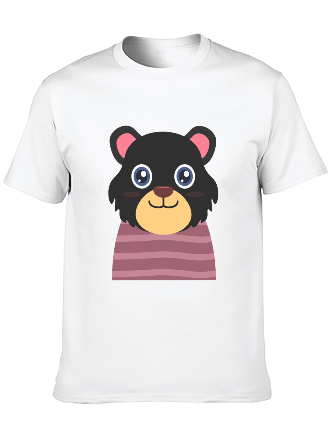 Black Cute Cartoon Bear Black T-Shirt view 10