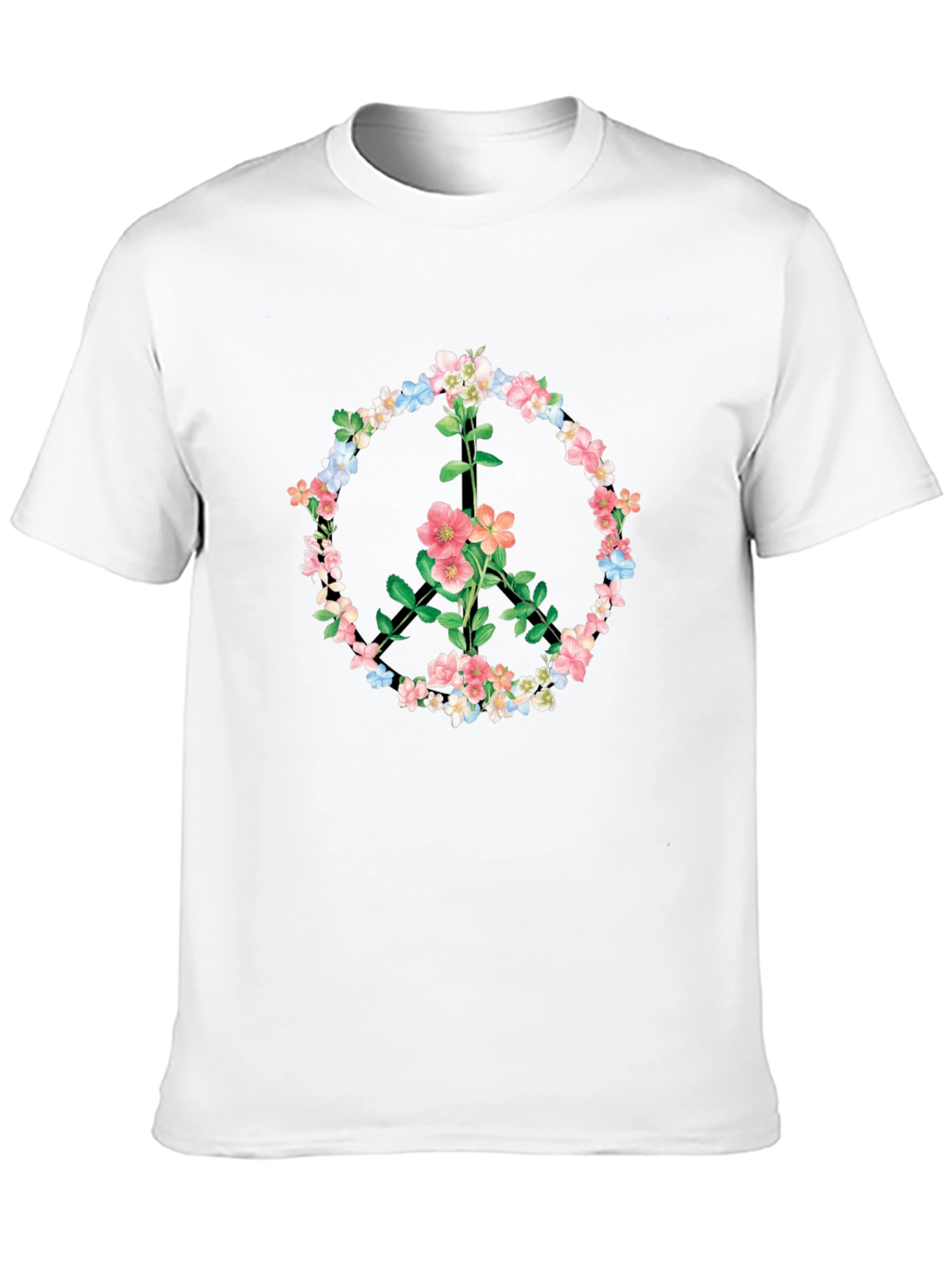 Black Floral Peace Sign Graphic T-Shirt - Black view 10