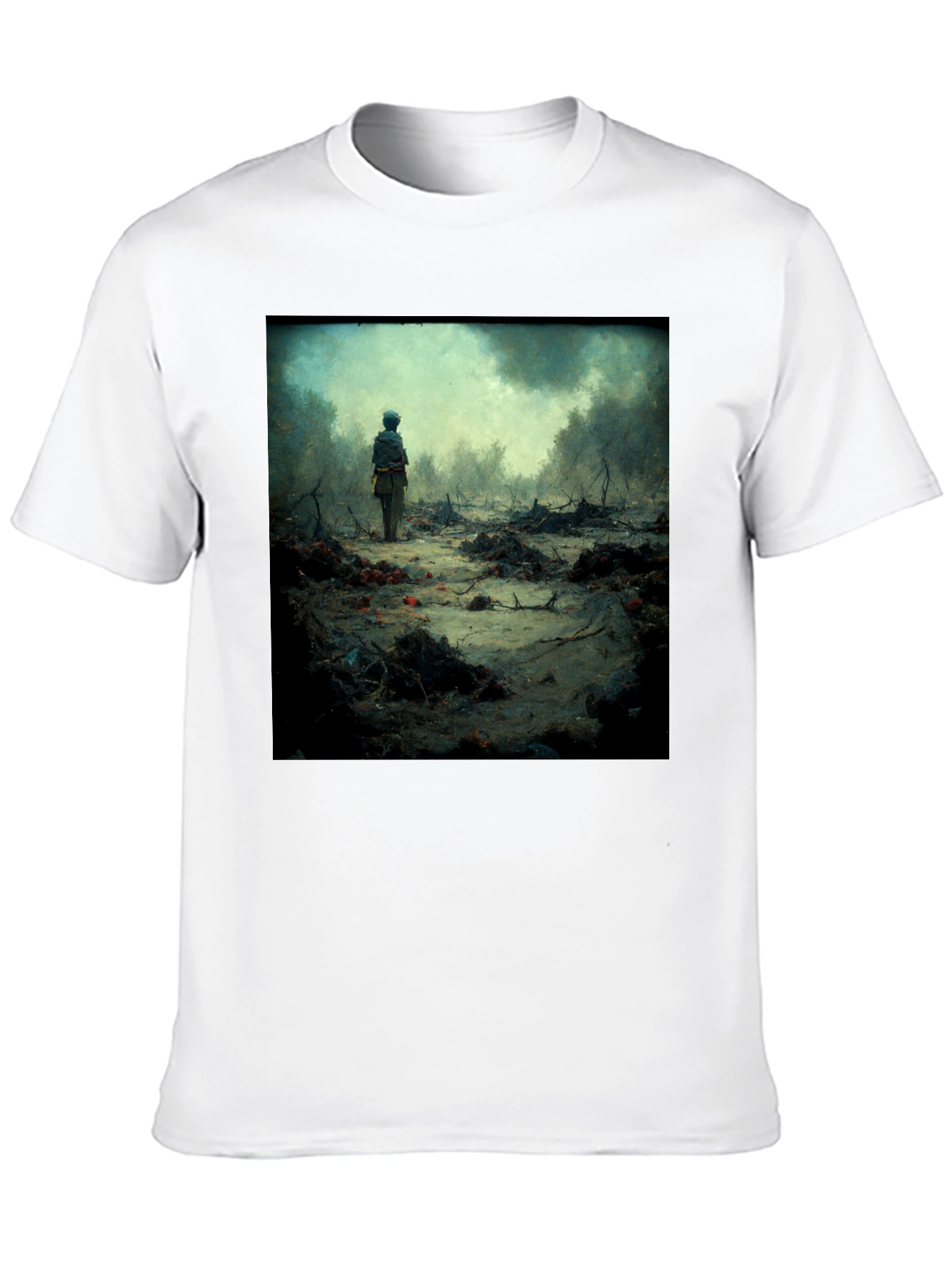 Black Artistic Scene Printed T-Shirt view 10