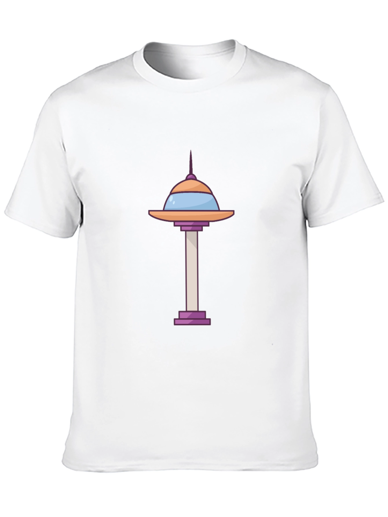 Black Cartoon Space Needle Black T-Shirt view 10