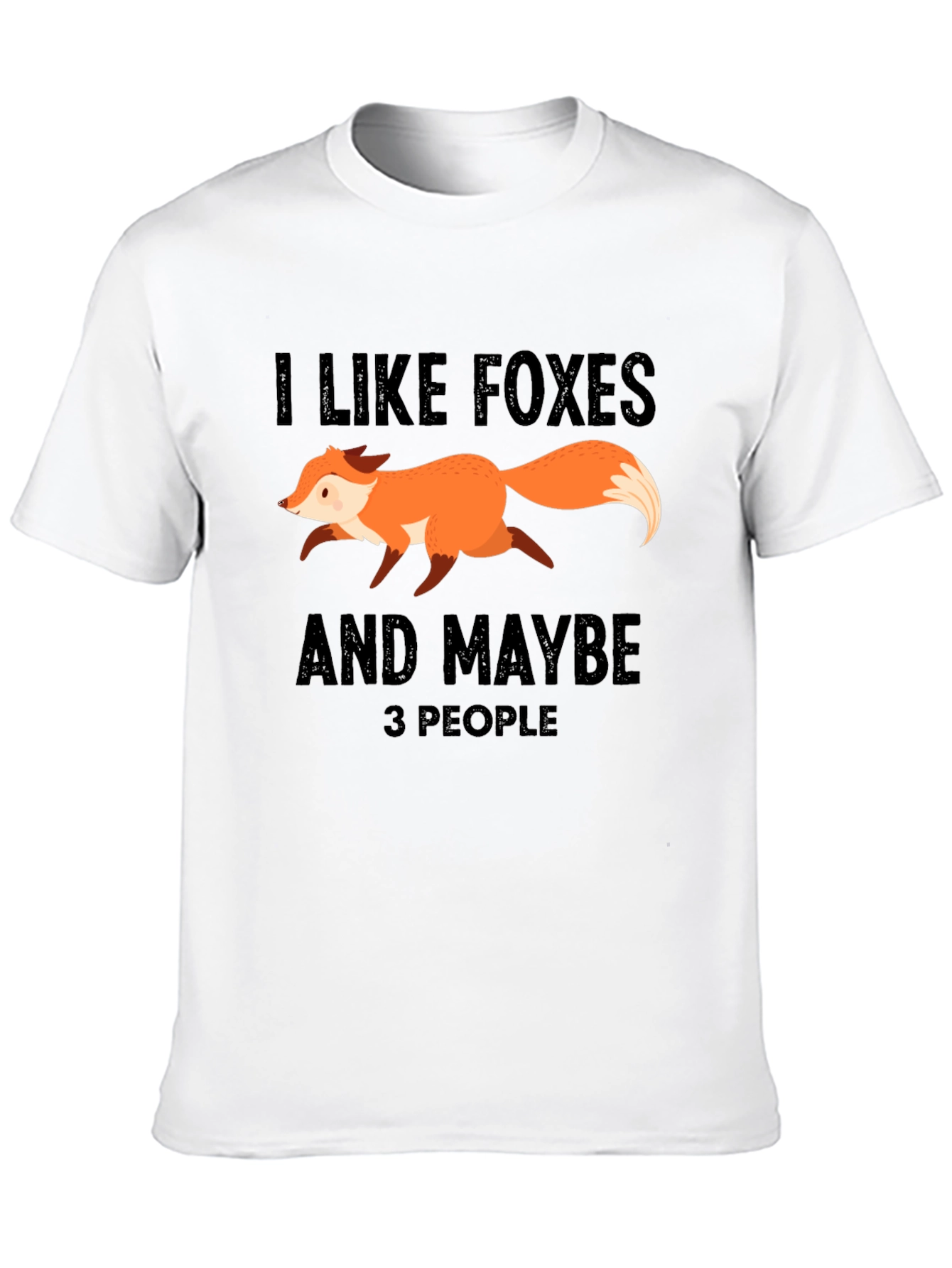 Black Funny Fox Lover Graphic T-Shirt - I Like Foxes and Maybe 3 People view 10