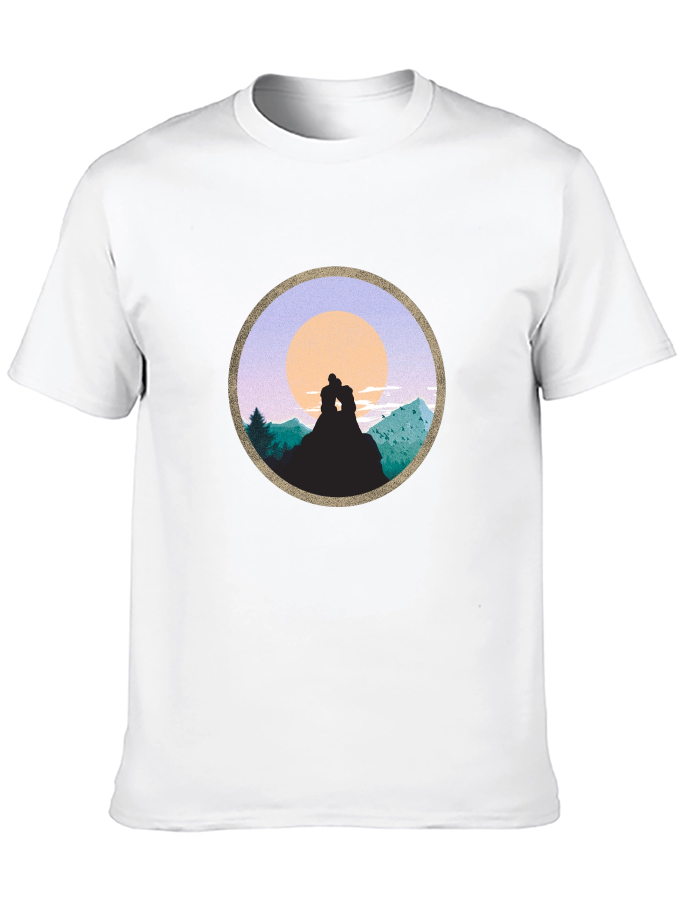 Black Romantic Sunset Mountain T-Shirt view 10