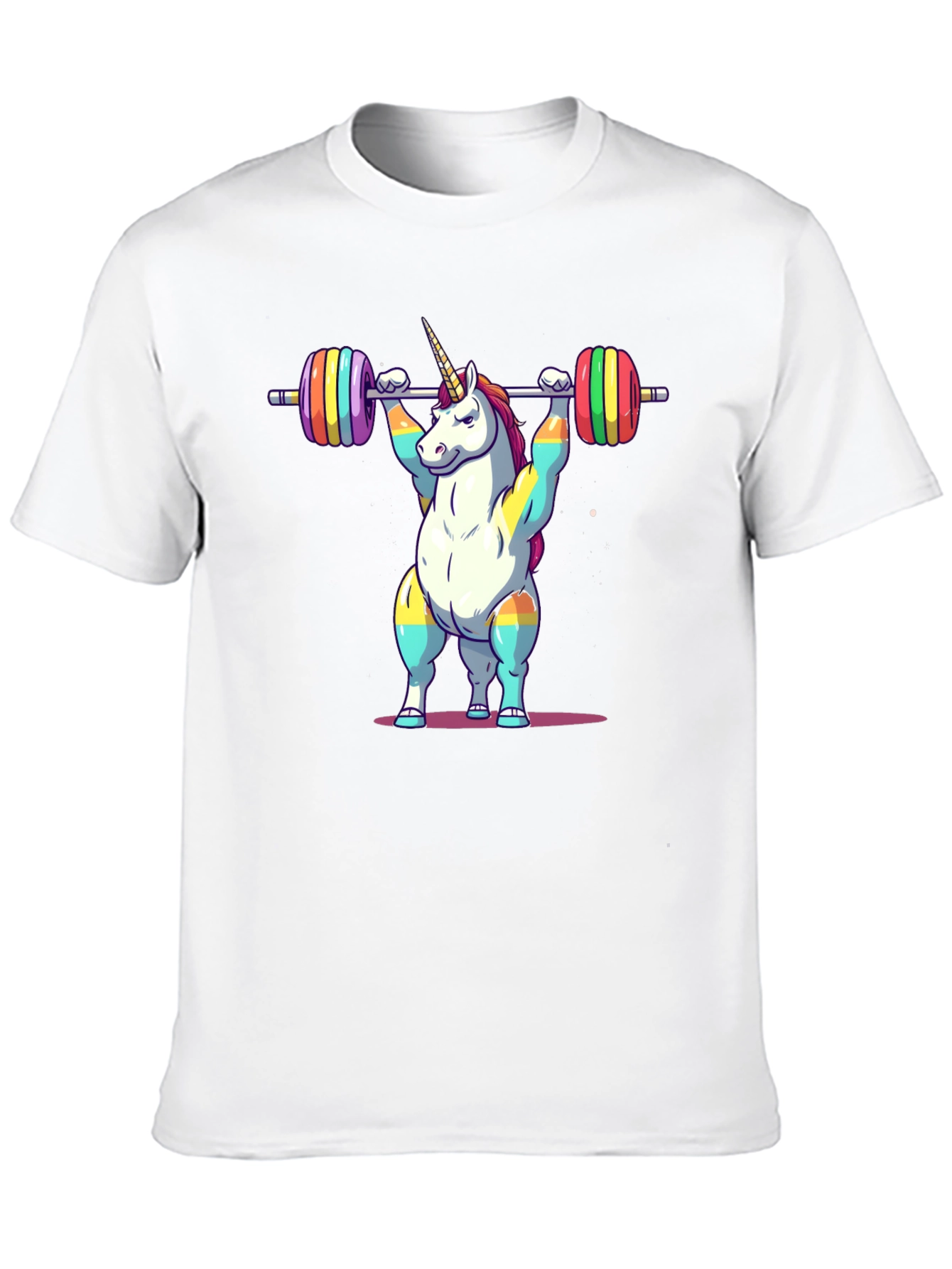 Black Unicorn Weightlifter T-Shirt - Rainbow Barbell Design view 10