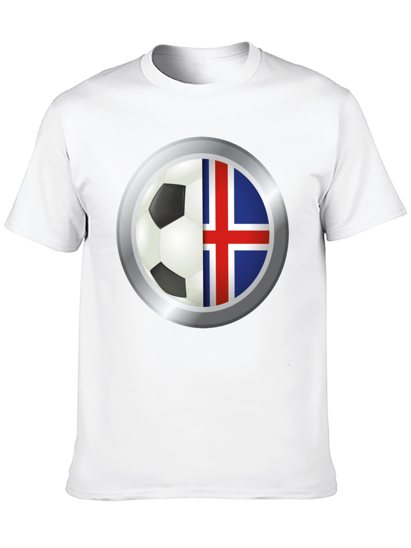 Black Iceland Flag Soccer Ball Graphic T-Shirt view 10