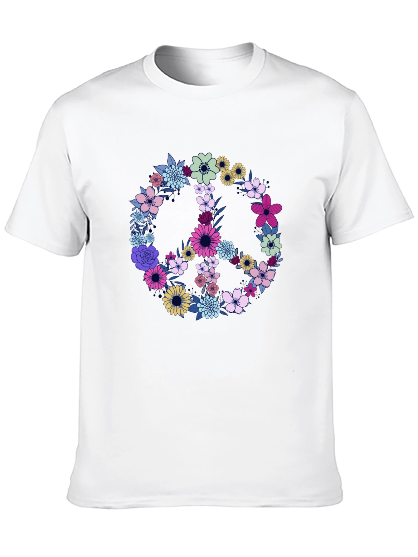 Black Floral Peace Sign Graphic T-Shirt view 10