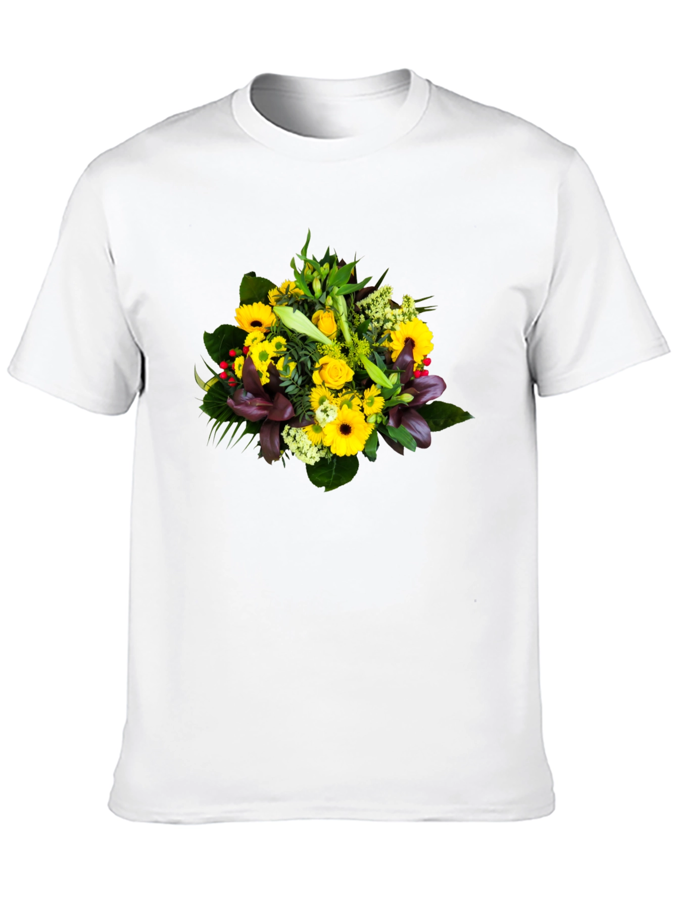 Black Floral Bouquet Graphic Tee - Unisex Black T-Shirt view 10