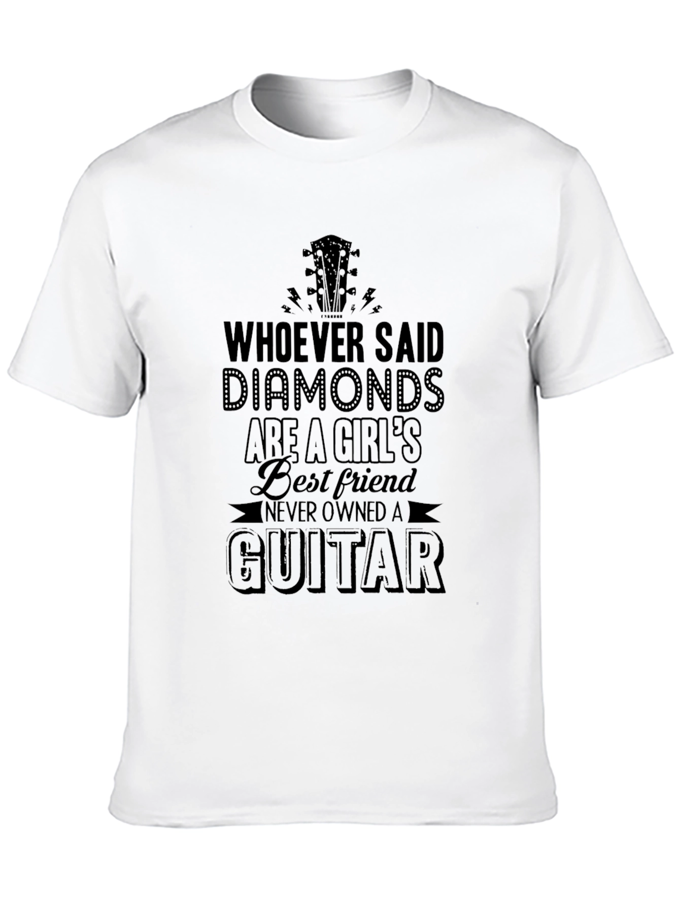 Black Guitar Lover T-Shirt - Diamonds vs. Guitars view 10