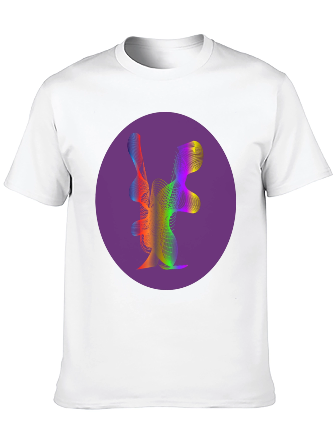 Black Abstract Rainbow Wave Graphic Tee view 10