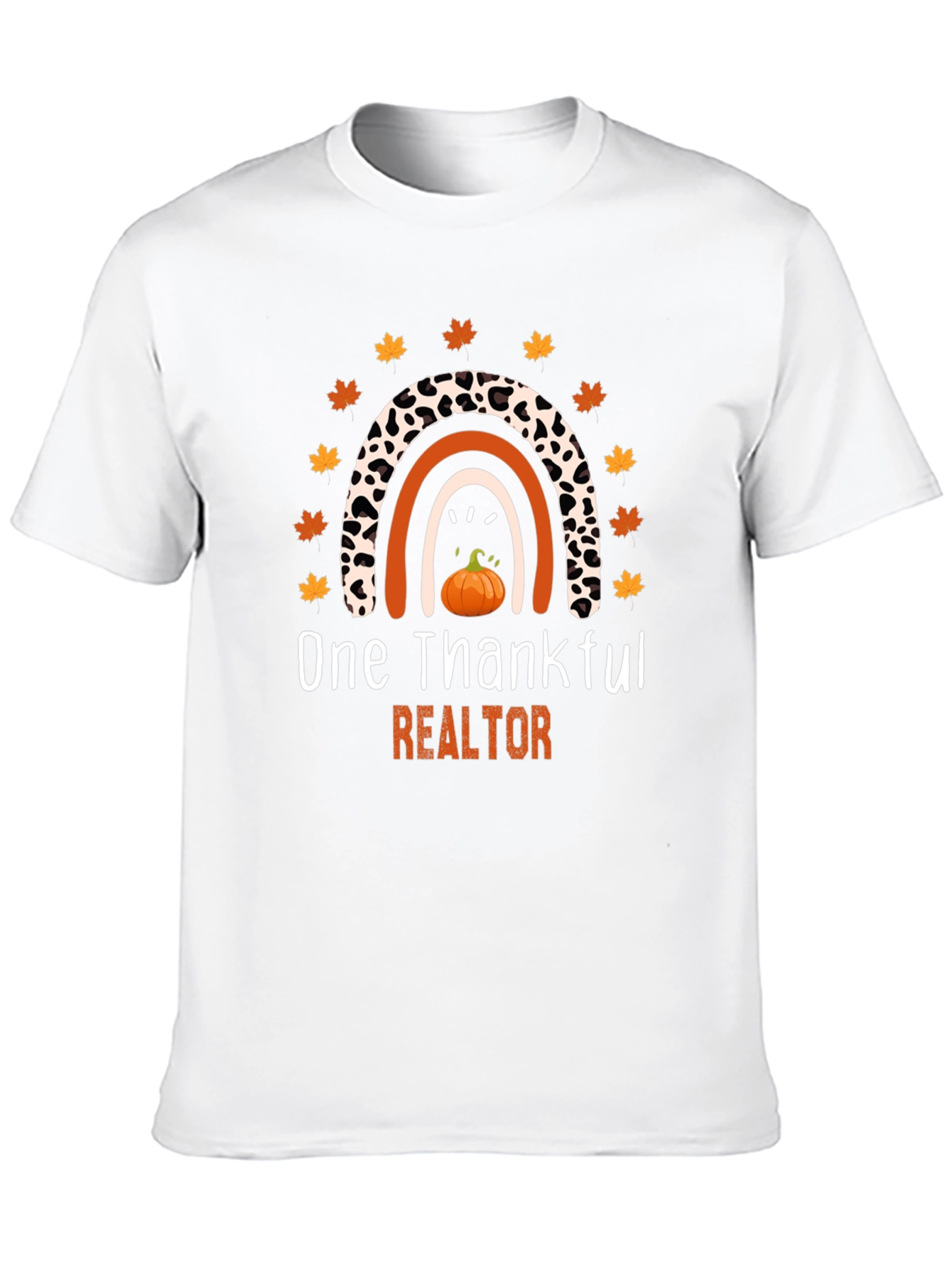 Black Thankful Realtor T-Shirt - Fall Rainbow Pumpkin Tee view 10