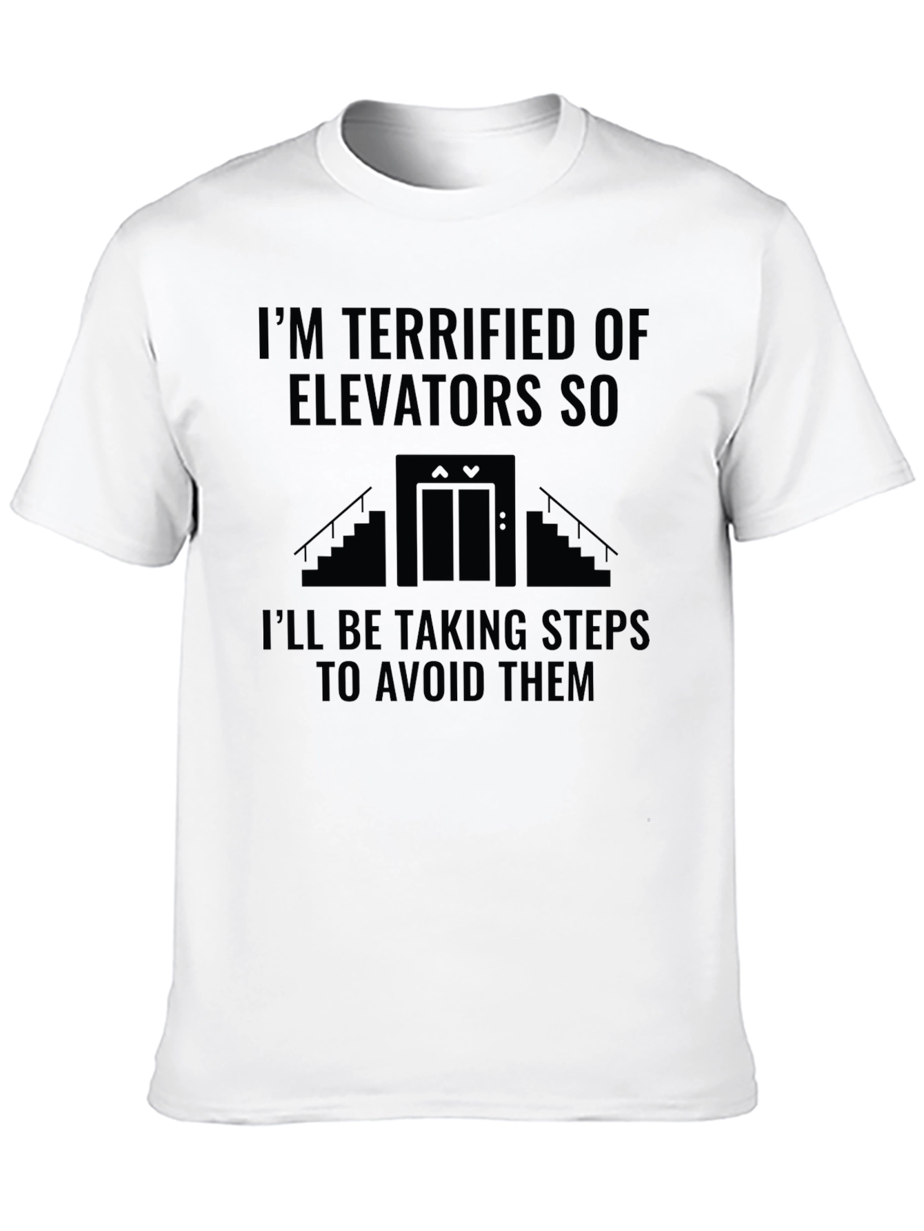 Black Terrified of Elevators Humor T-Shirt view 10
