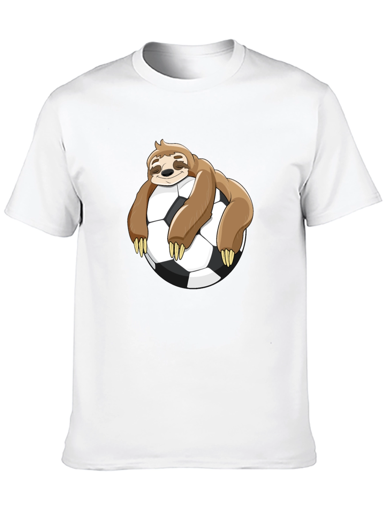 Black Sloth Soccer T-Shirt - Funny Cartoon Sloth on Soccer Ball view 10