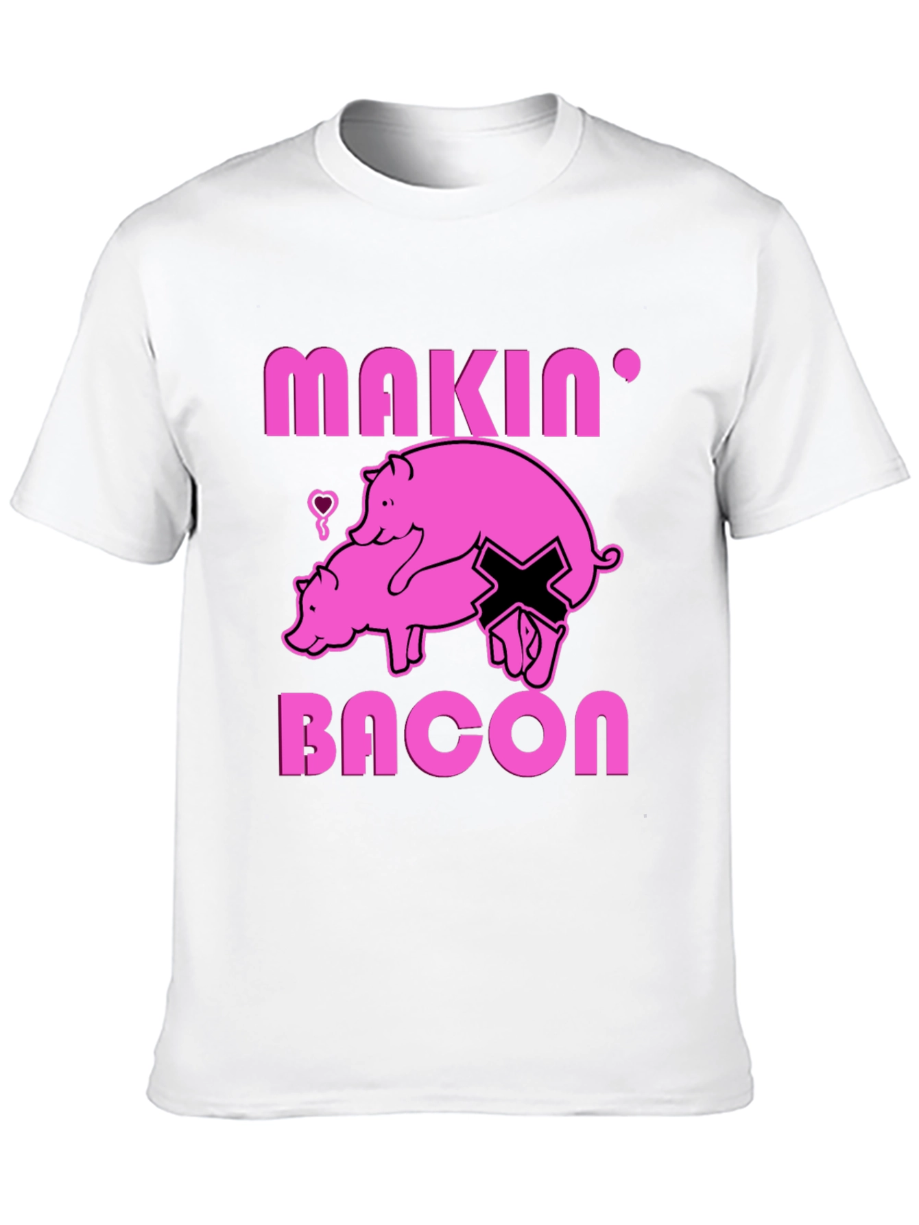 Black Makin' Bacon Graphic T-Shirt - Funny Pig Design view 10