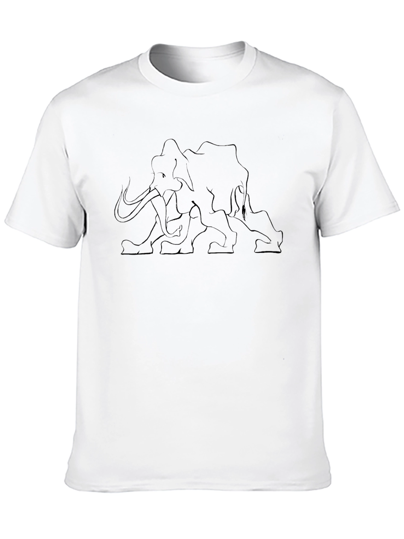 Black Mammoth Line Art Graphic Tee - Stylish Black T-Shirt view 10