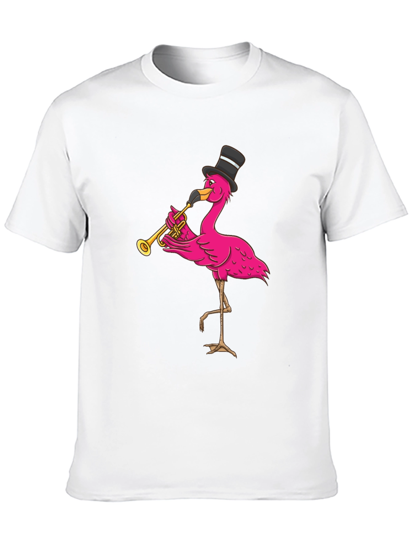 Black Flamingo Trumpet Player T-Shirt - Novelty Graphic Tee view 10
