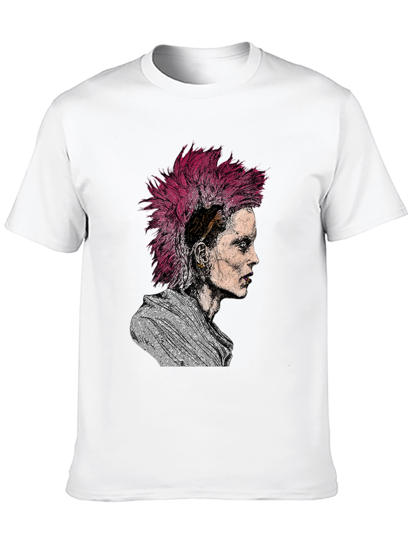 Black Punk Rock Portrait Graphic Tee - Black view 10