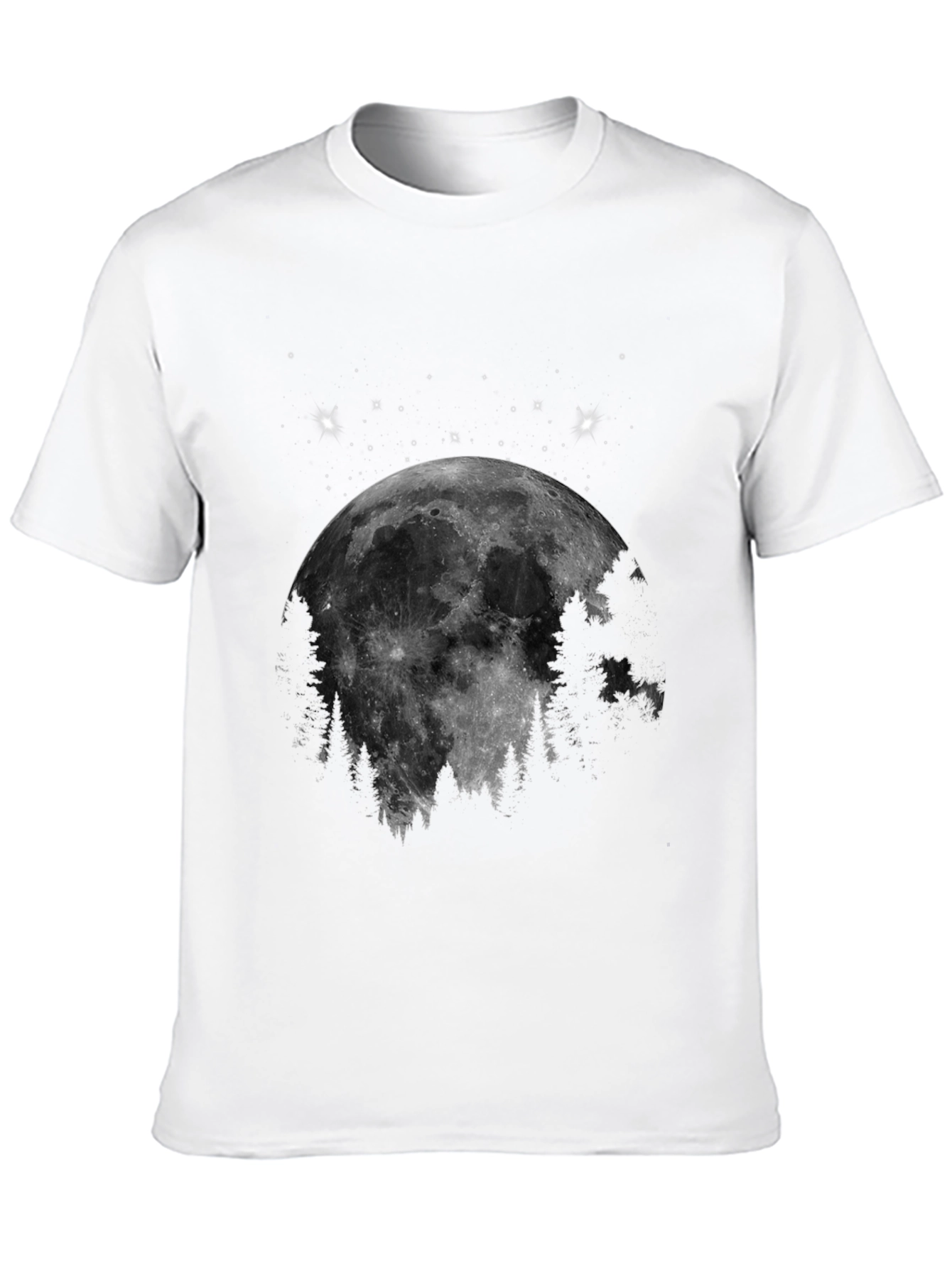 Black Moonlit Forest Graphic Tee - Black Cotton Blend view 10