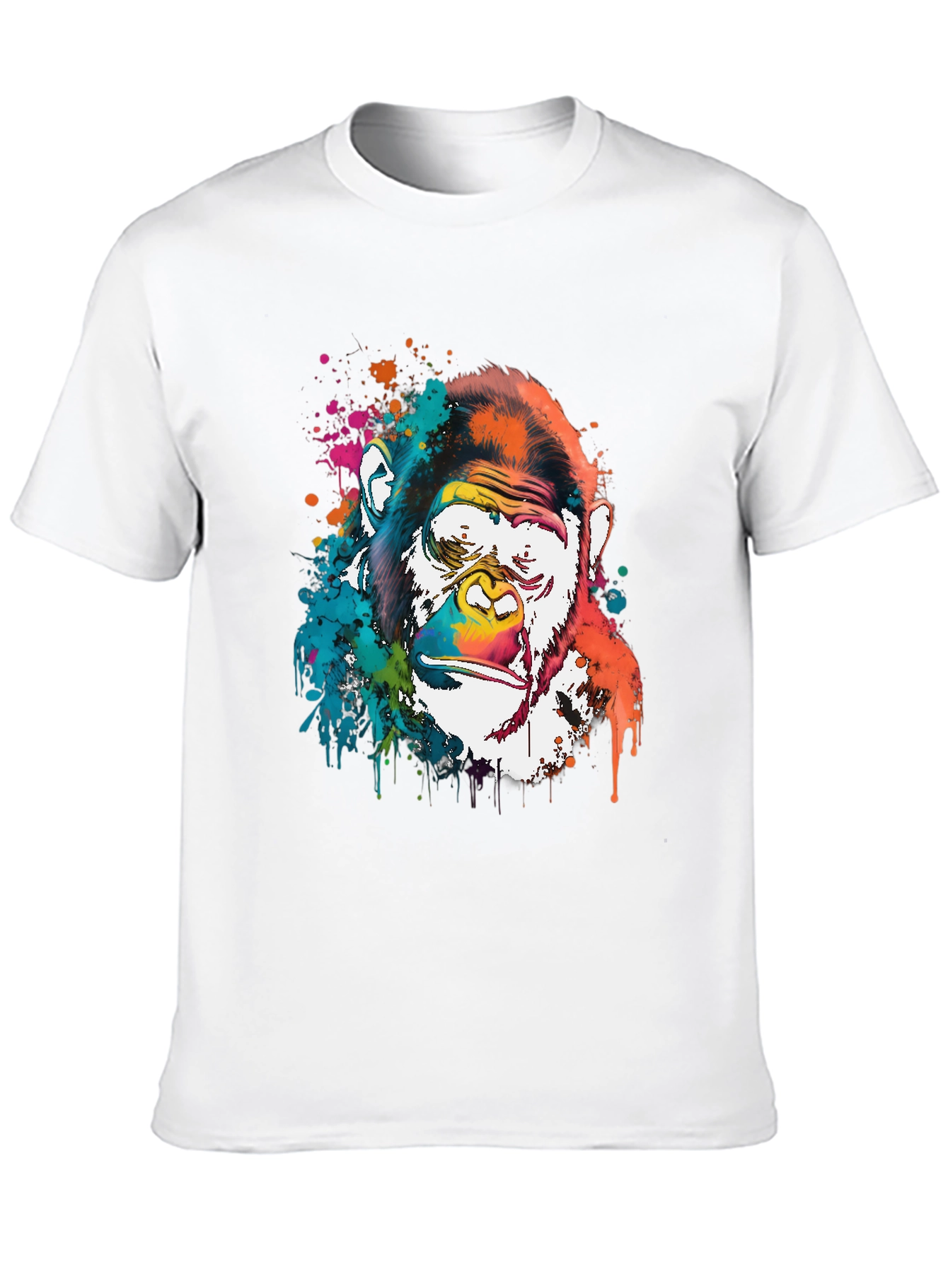 Black Colorful Gorilla Graphic Print Men's T-Shirt view 10