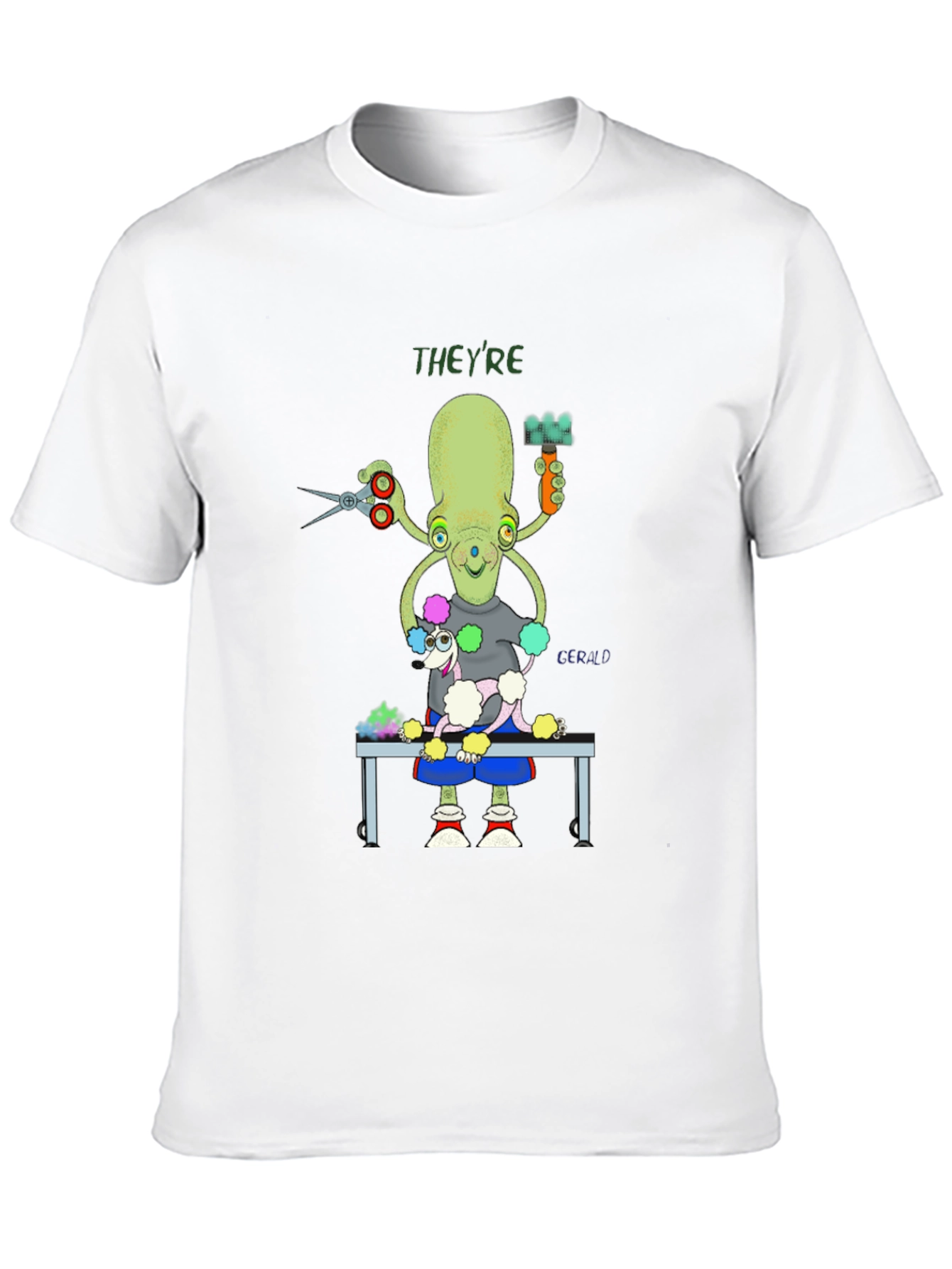 Black Octopus Dog Groomer Graphic T-Shirt view 10