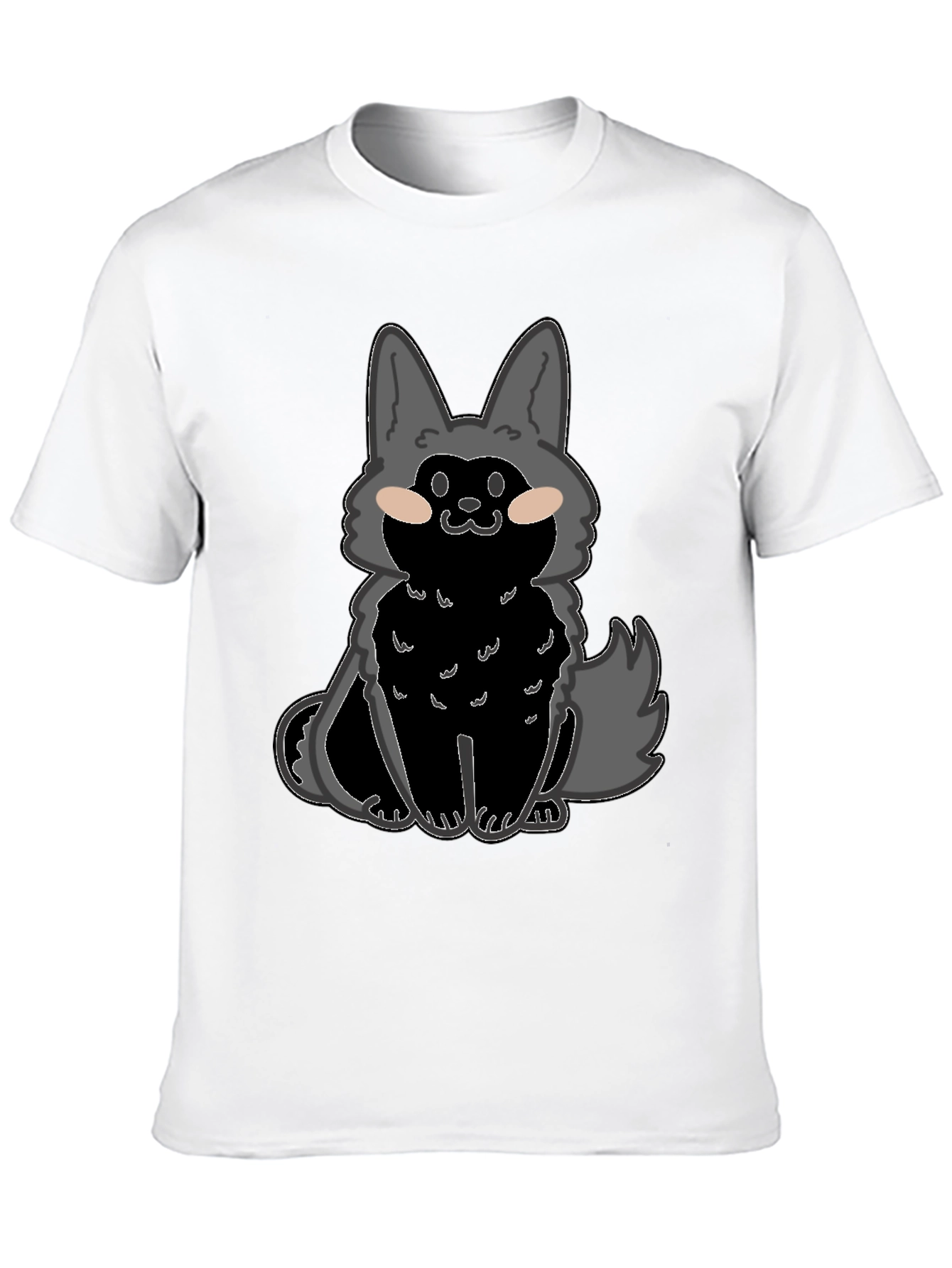 Black Cartoon Wolf Graphic T-Shirt view 10