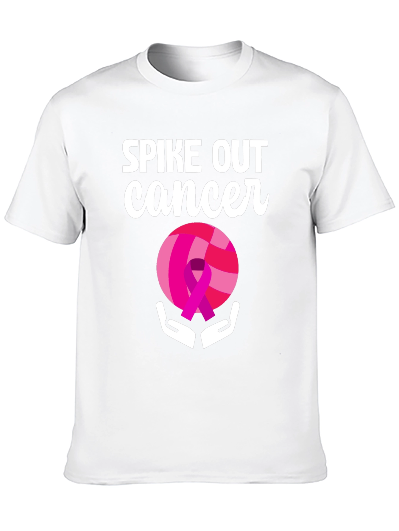 Black Spike Out Cancer Volleyball T-Shirt view 10