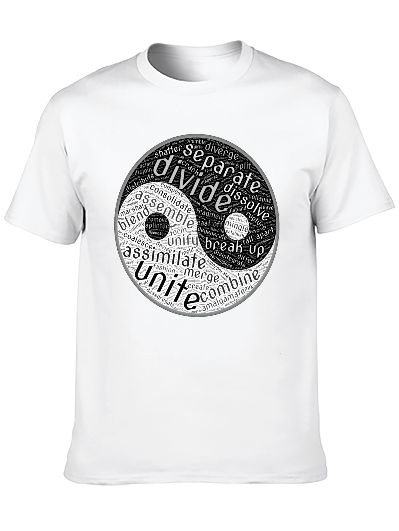 Black Yin Yang Word Art Graphic T-Shirt view 10