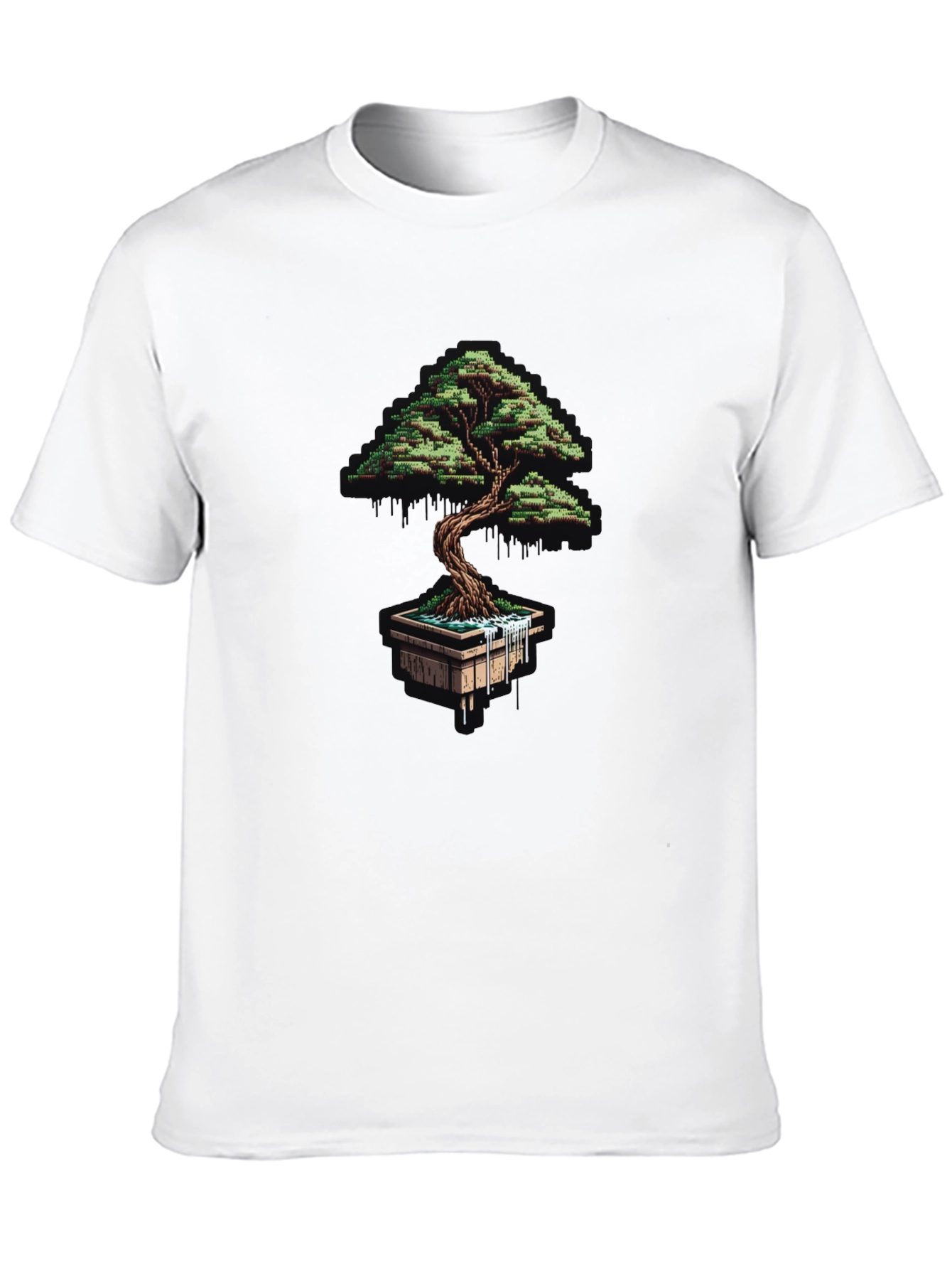 Black Pixel Art Bonsai Tree Black T-Shirt view 10