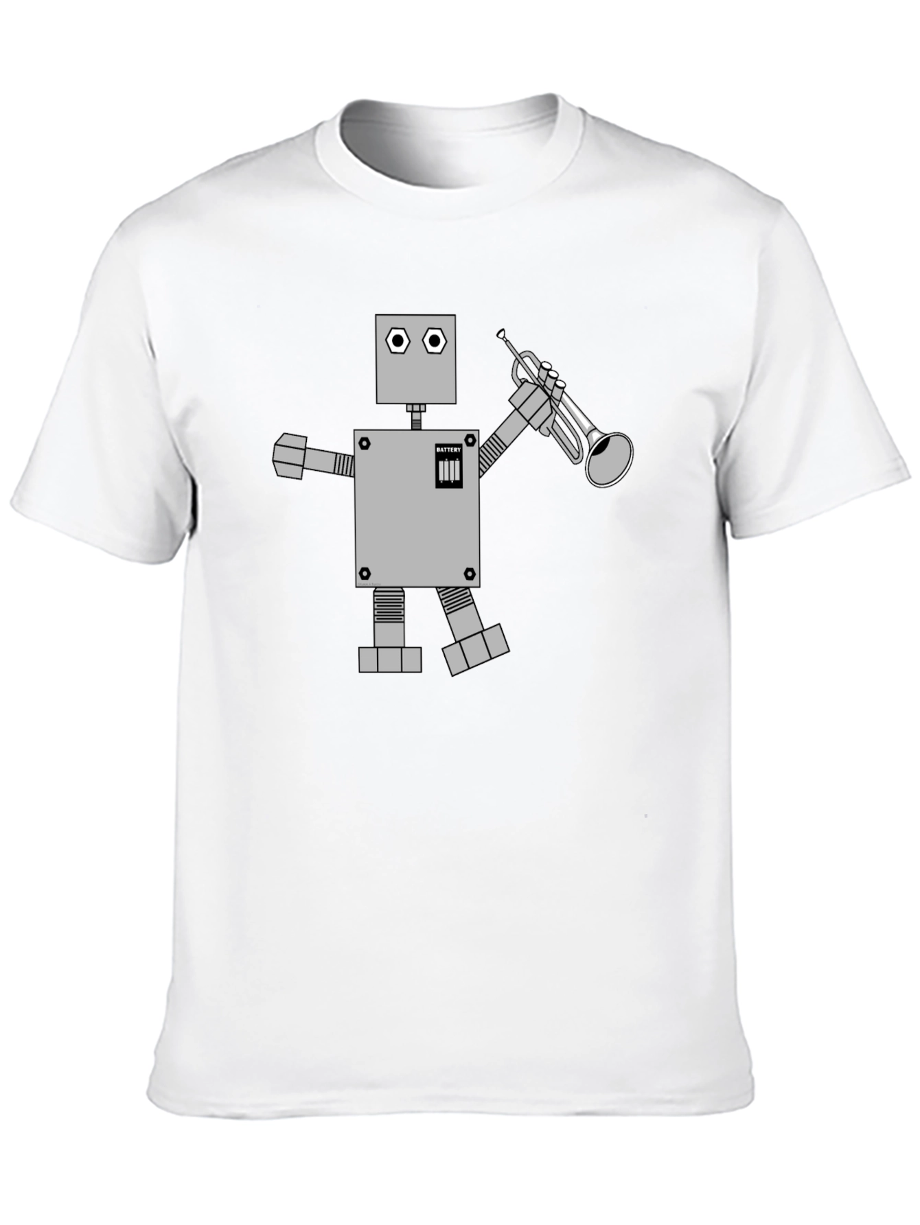 Black Robot Musician Graphic Tee - Black Cotton T-Shirt view 10