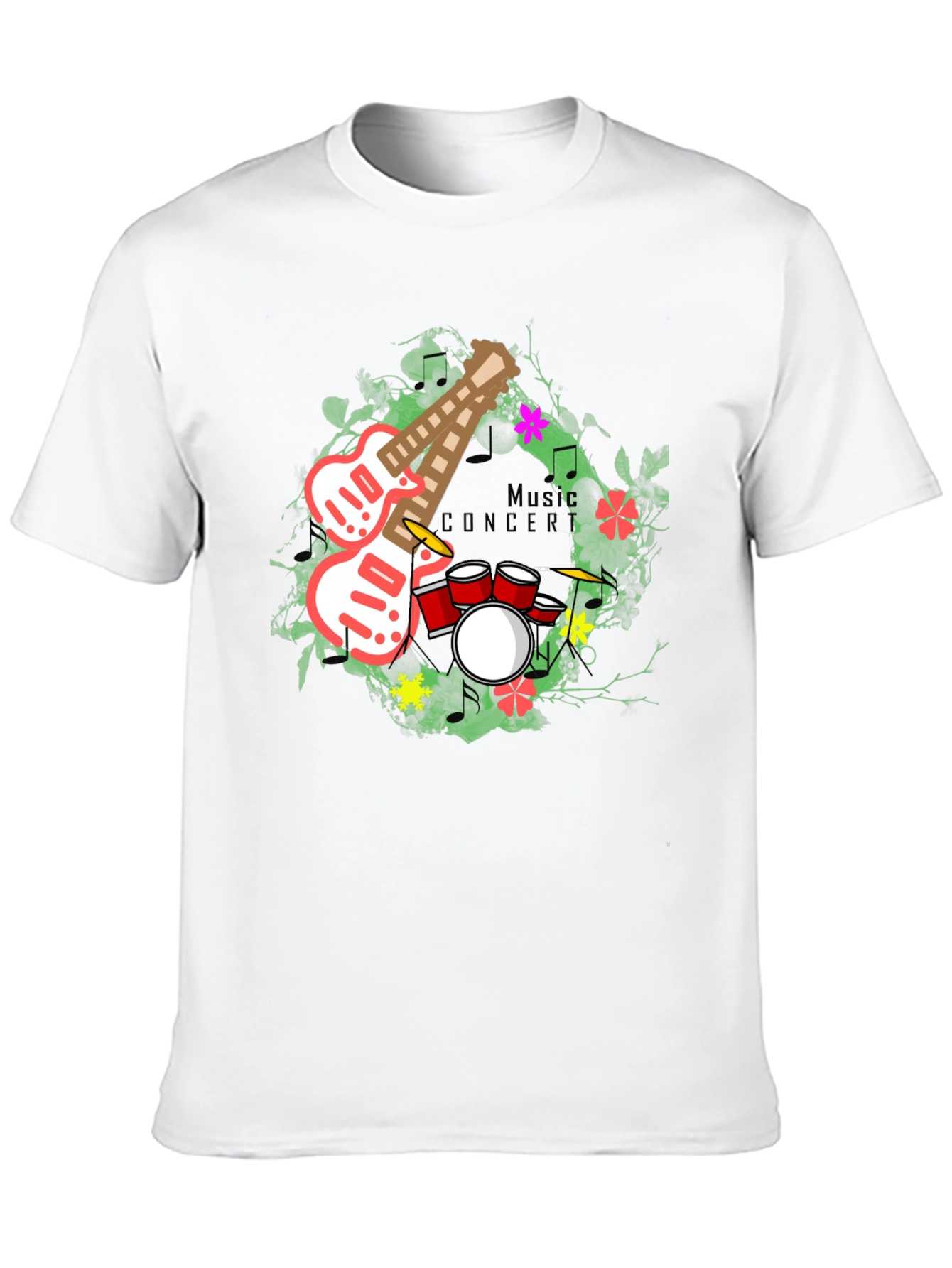 Black Music Concert Guitar Drum Graphic T-Shirt view 10