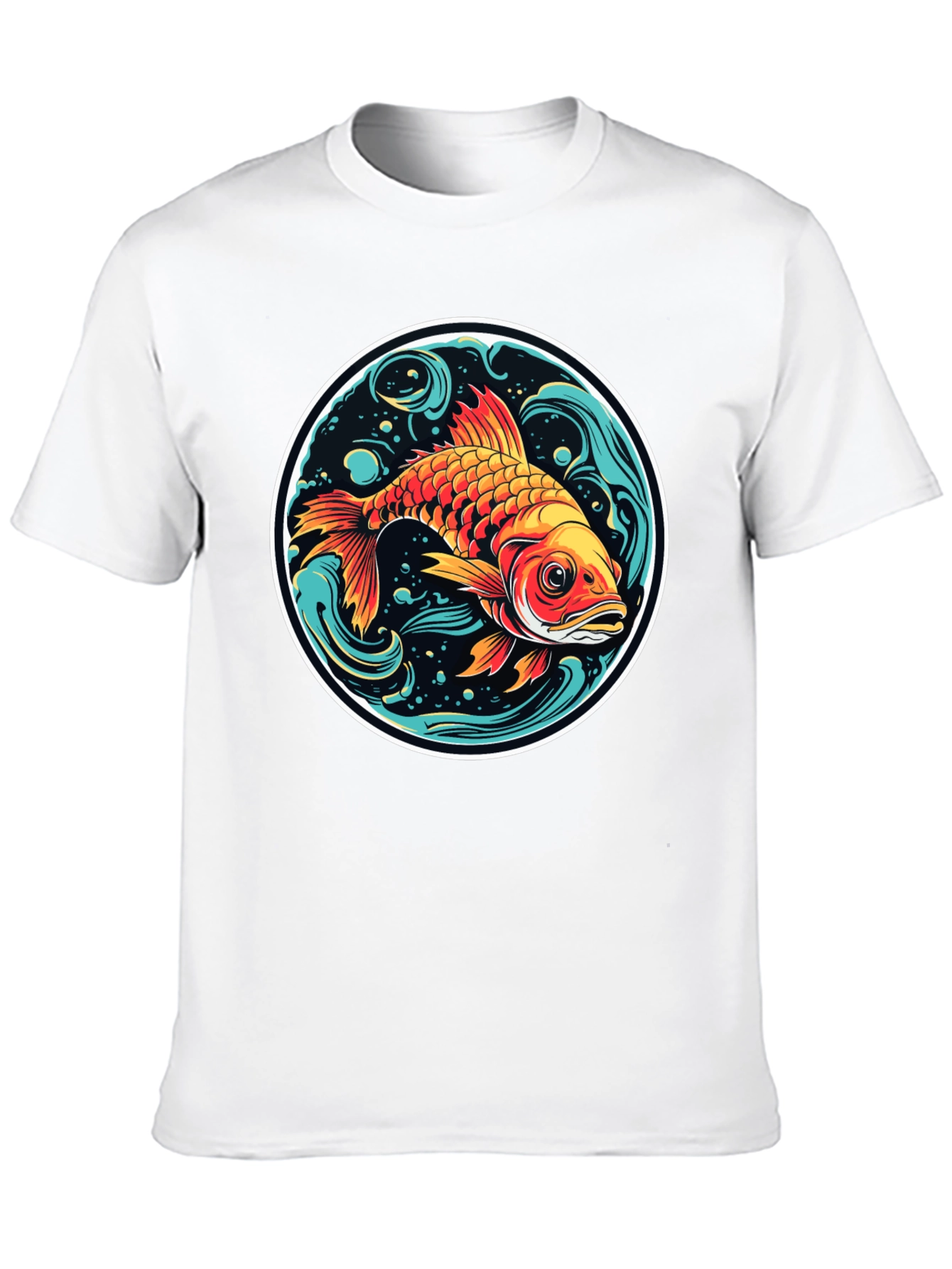 Black Koi Fish Graphic Tee - Black Cotton Blend view 10