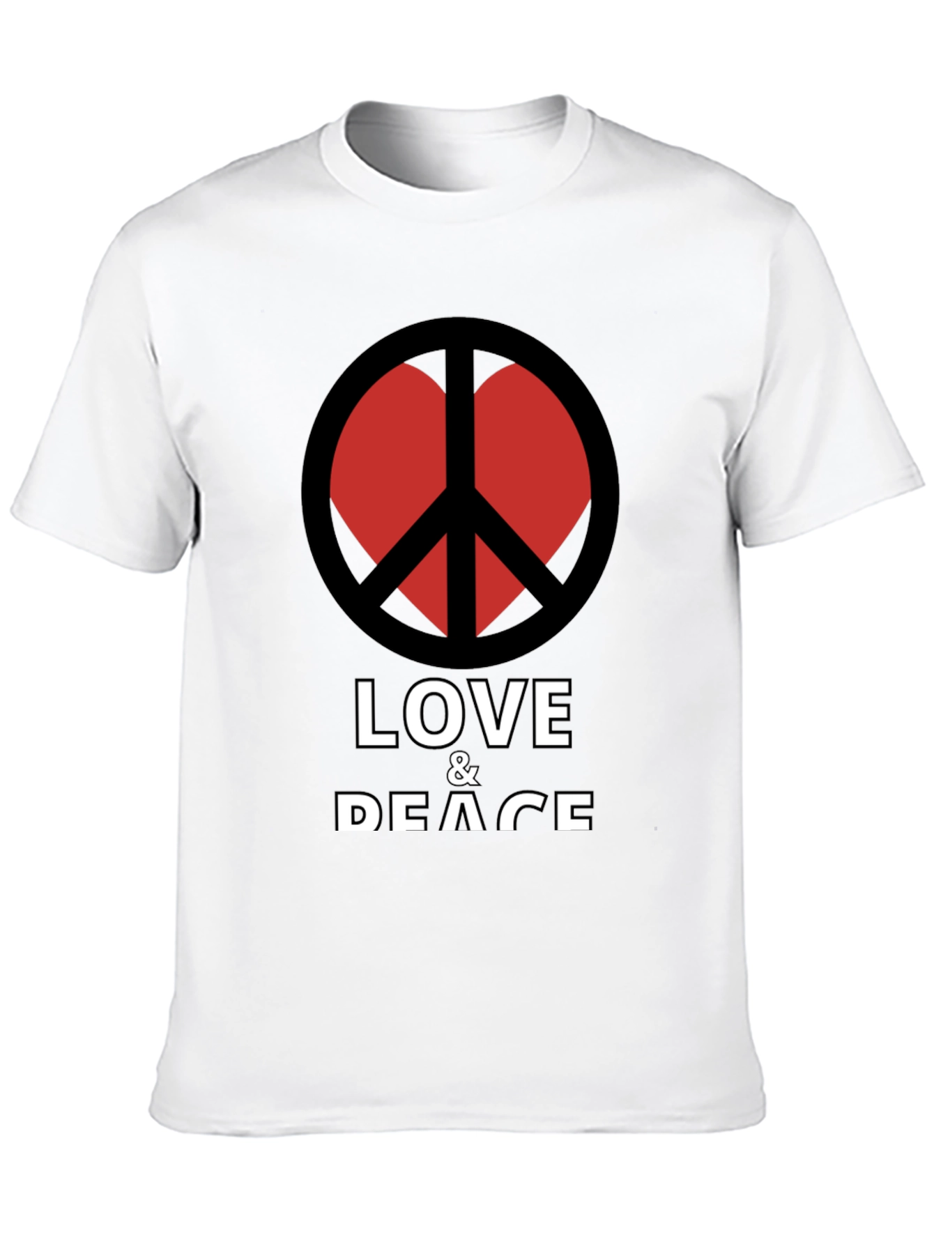 Black Love & Peace T-Shirt - Black Crew Neck Graphic Tee view 10