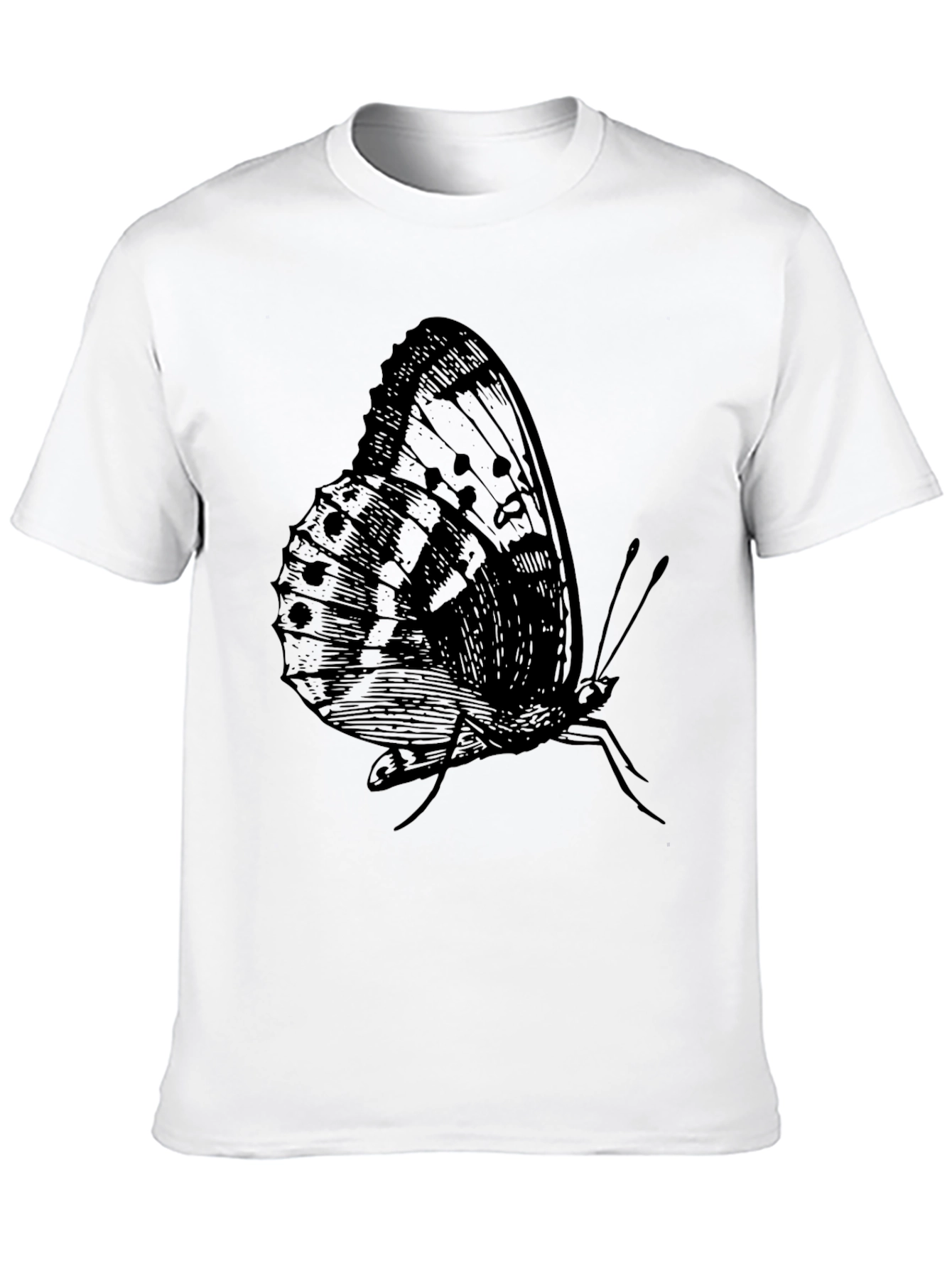 Black Butterfly Graphic Print Black T-Shirt for Men view 10