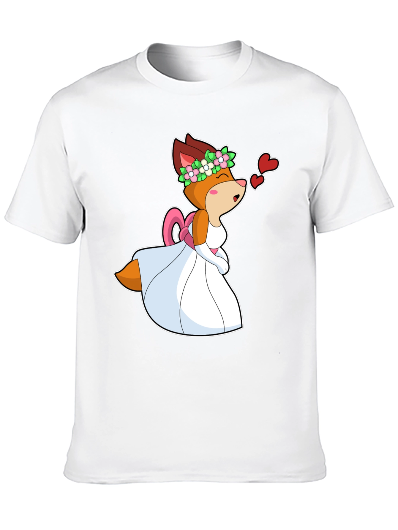 Black Cartoon Fox Bride T-Shirt - Love is in the Air! view 10