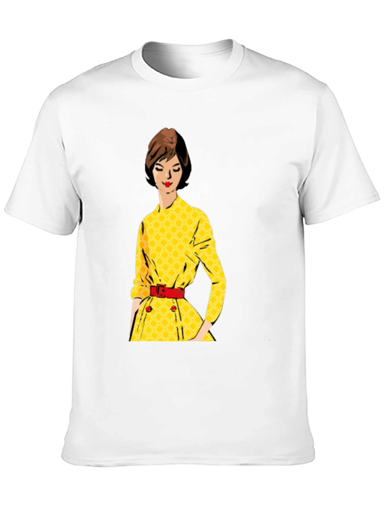 Black Retro Yellow Dress T-Shirt view 10