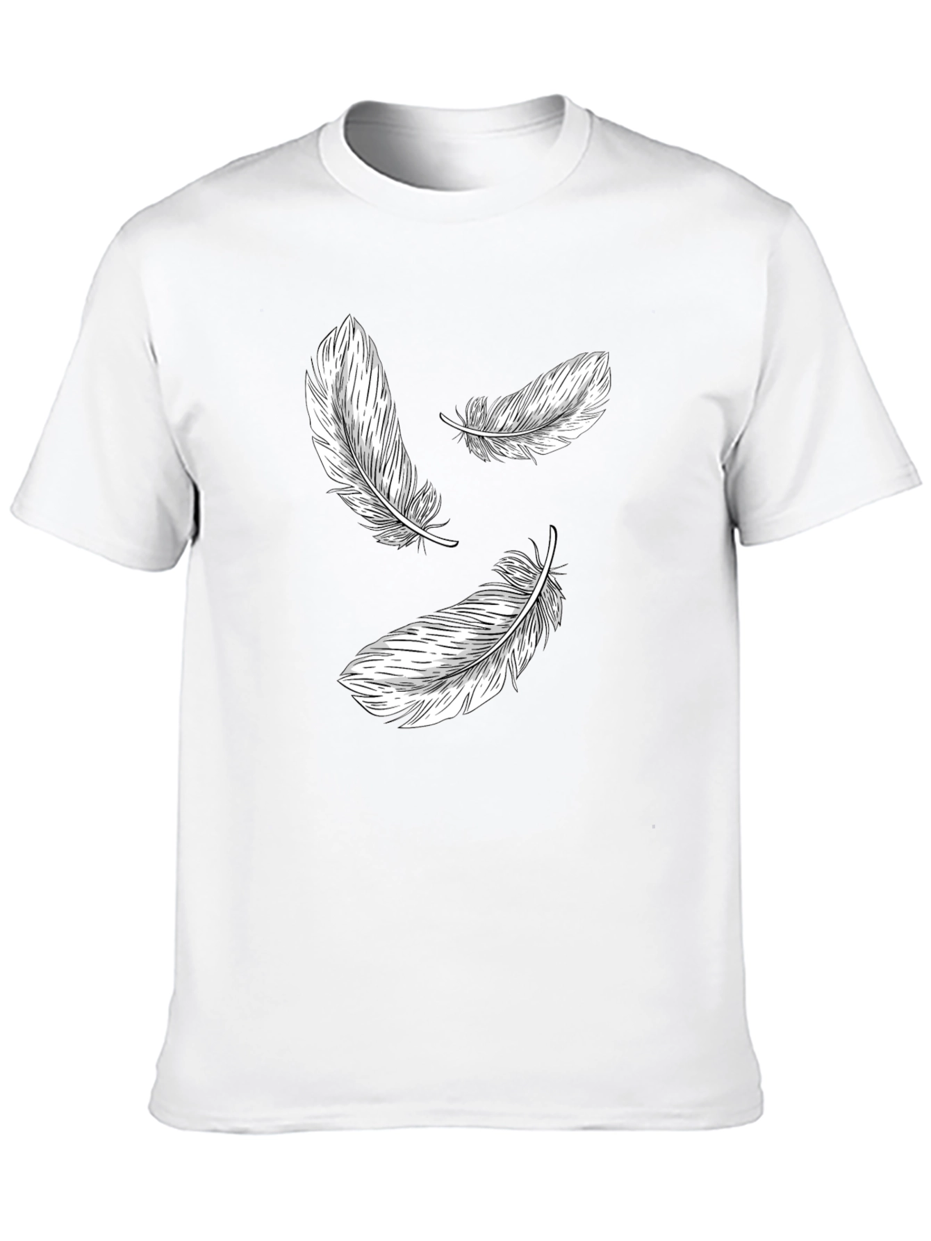 Black Feather Print Black T-Shirt view 10