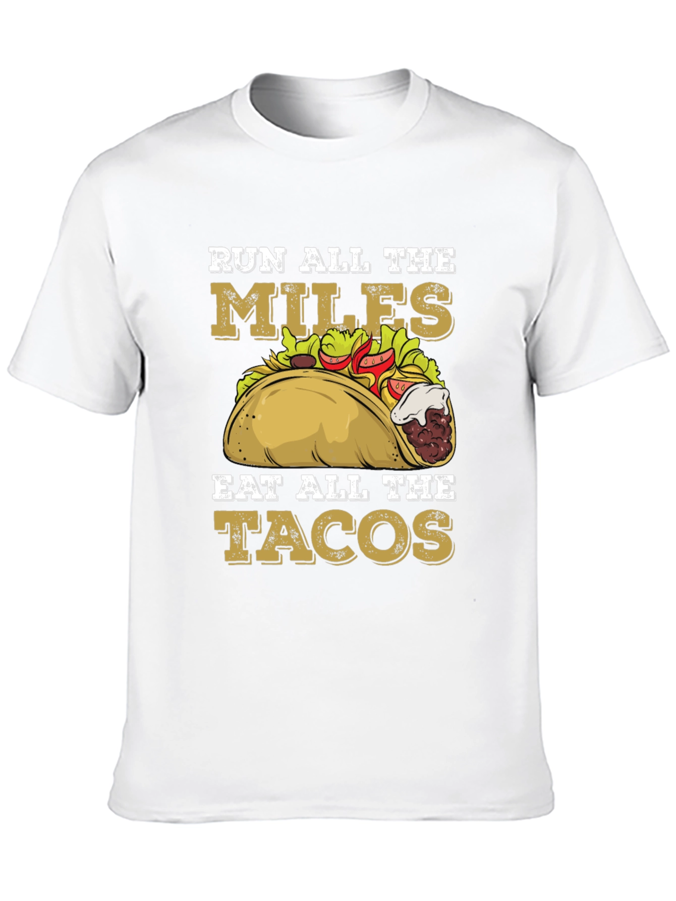Black Run All The Miles Eat All The Tacos Graphic Tee view 10