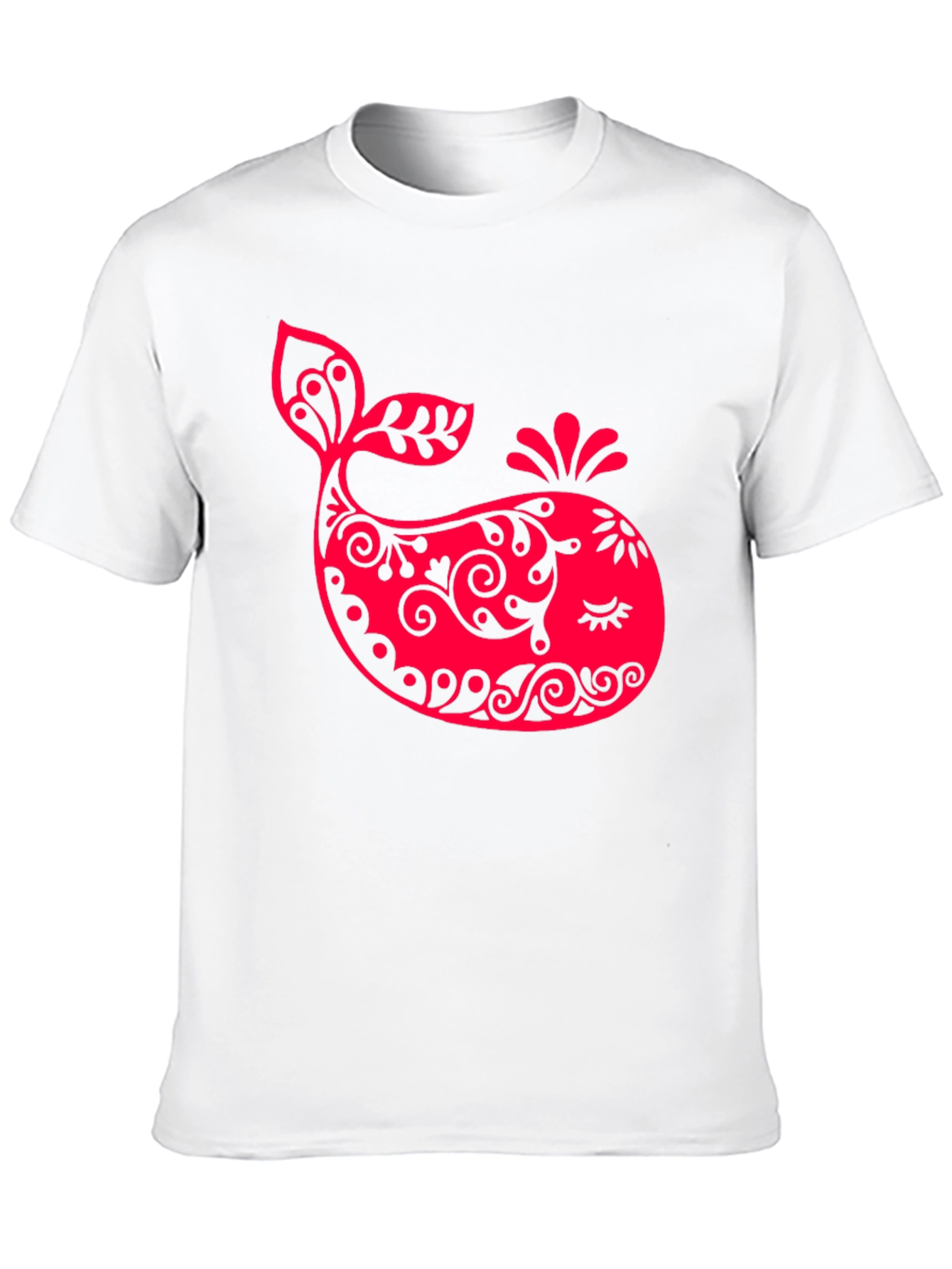 Black Red Whale Graphic Print Black T-Shirt view 10