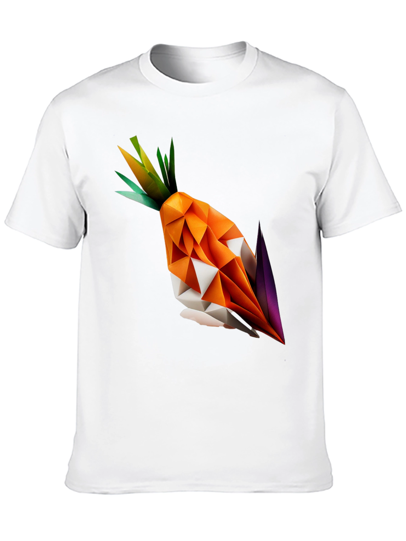 Black Geometric Origami Carrot Black T-Shirt view 10