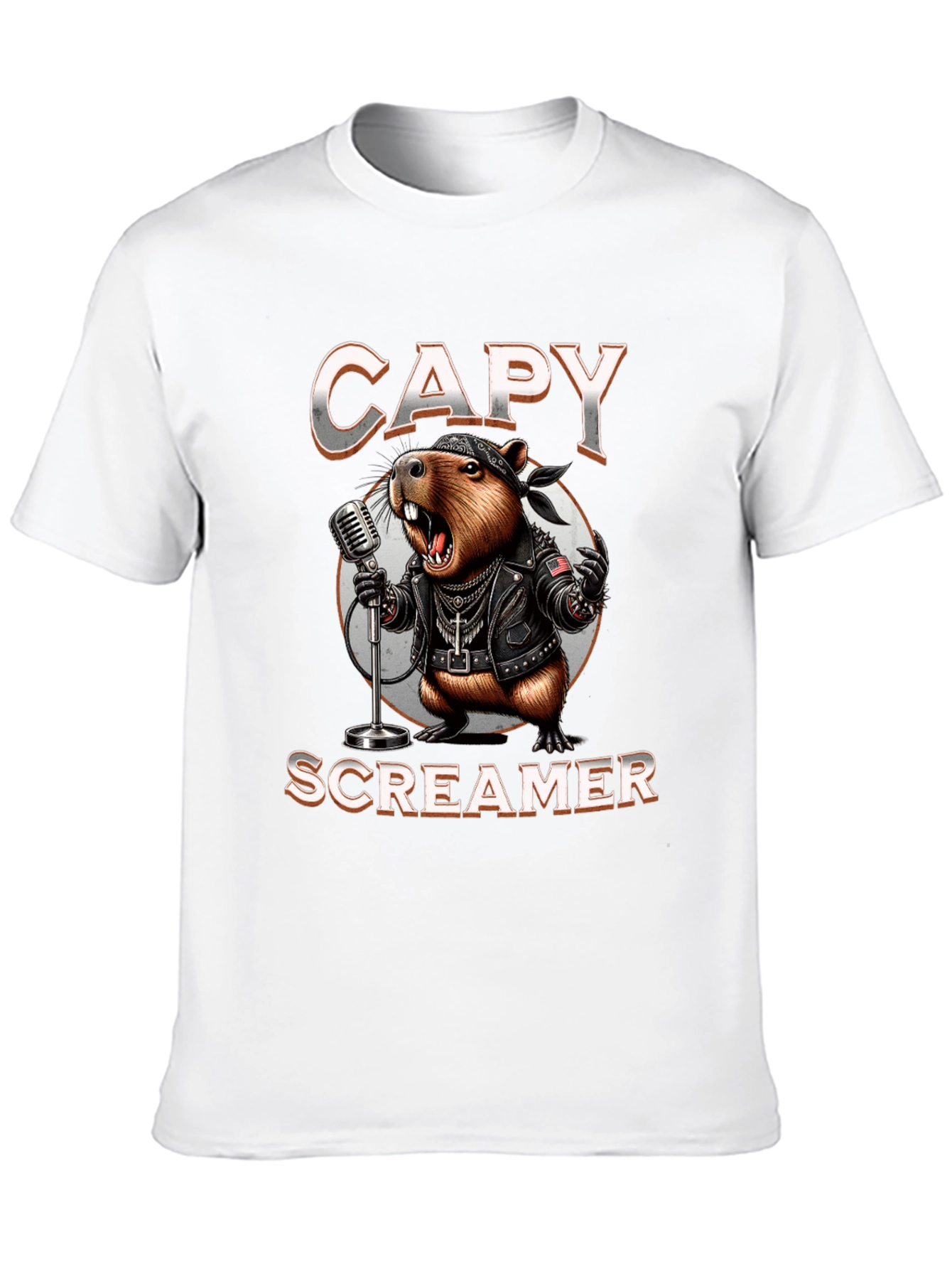Black Capy Screamer T-Shirt - Rocker Capybara Design view 10