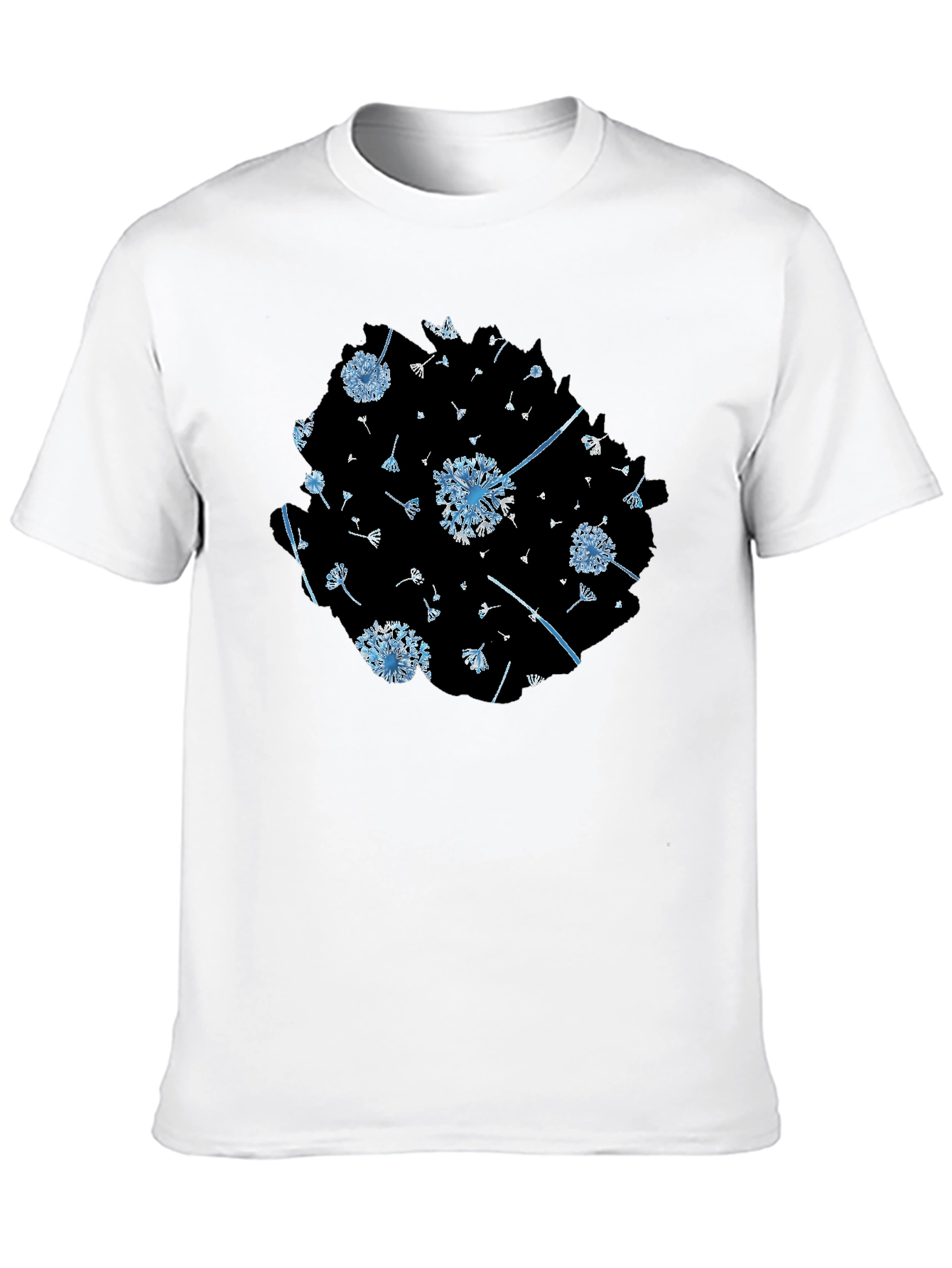 Black Dandelion Print Black Tee - Stylish & Unique Design view 10
